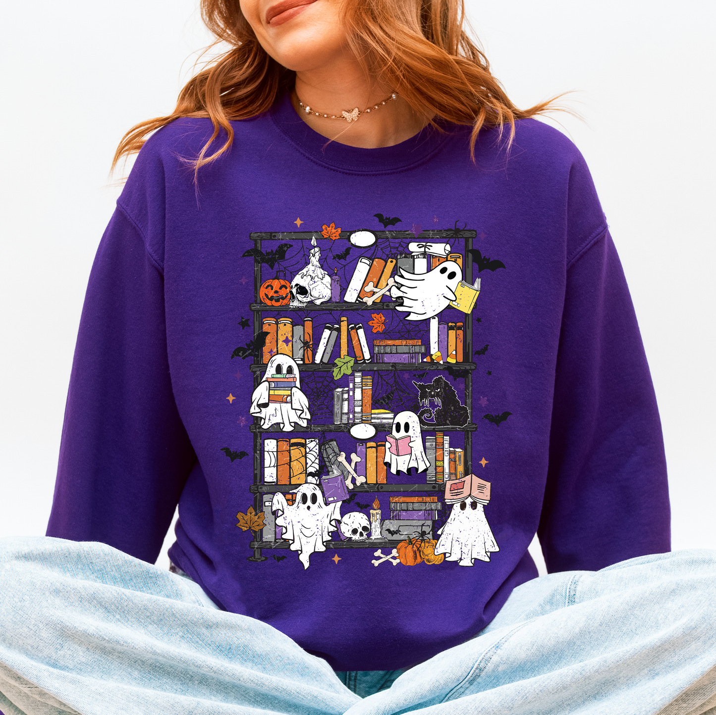 Reading Ghosts, Bookish, Library, Spooky, Halloween, Booktok, Trending Graphic Sweatshirt