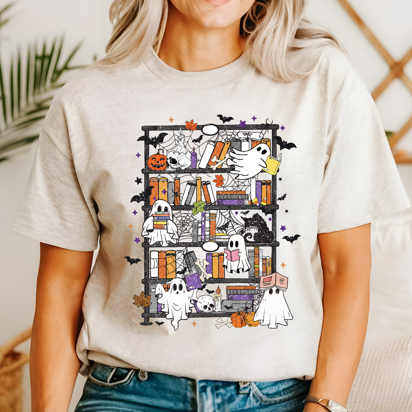 Reading Ghosts, Bookish, Library, Spooky, Halloween, Booktok, Trending Graphic Tee, Tshirt