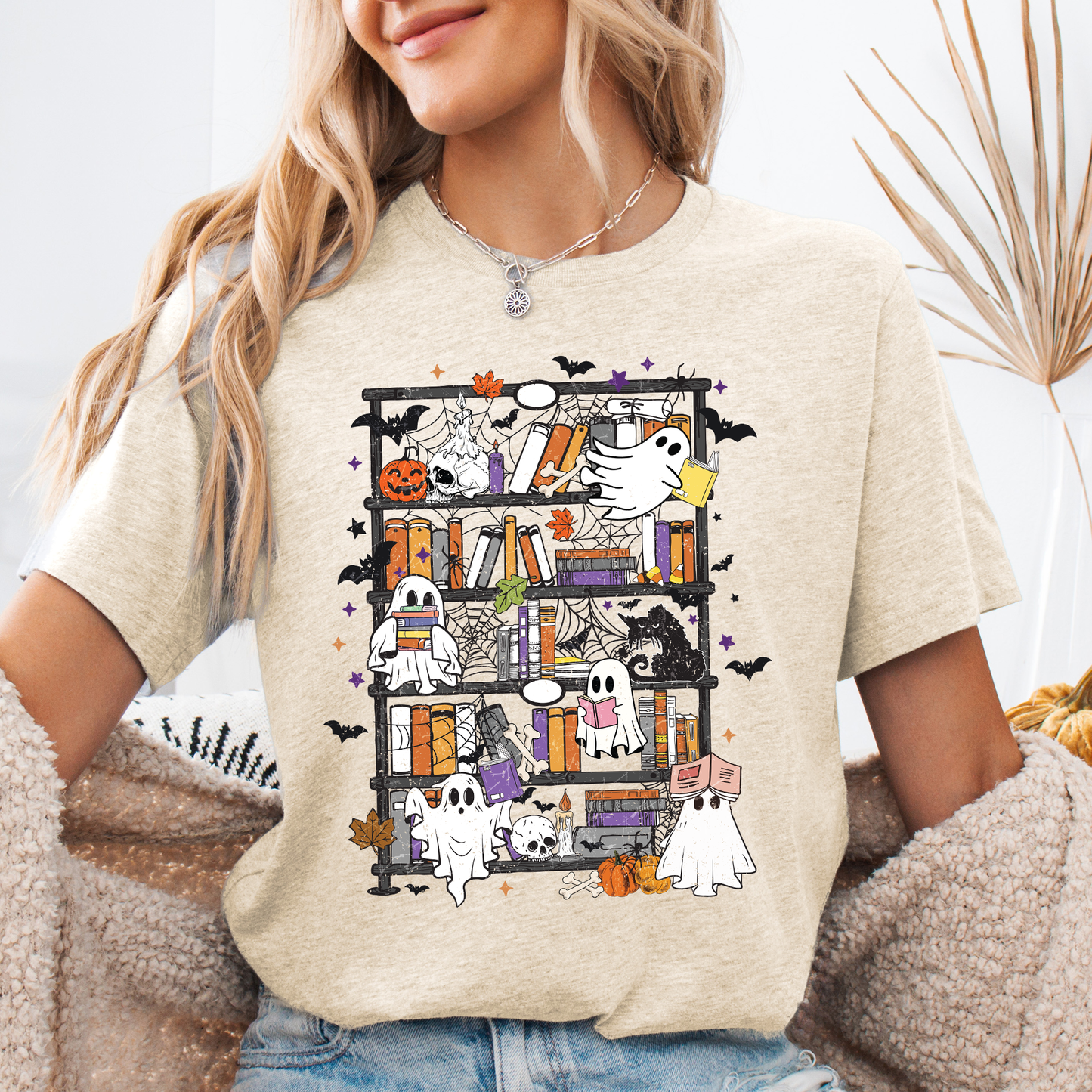 Reading Ghosts, Bookish, Library, Spooky, Halloween, Booktok, Trending Graphic Tee, Tshirt