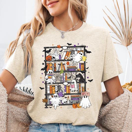 Reading Ghosts, Bookish, Library, Spooky, Halloween, Booktok, Trending Graphic Tee, Tshirt