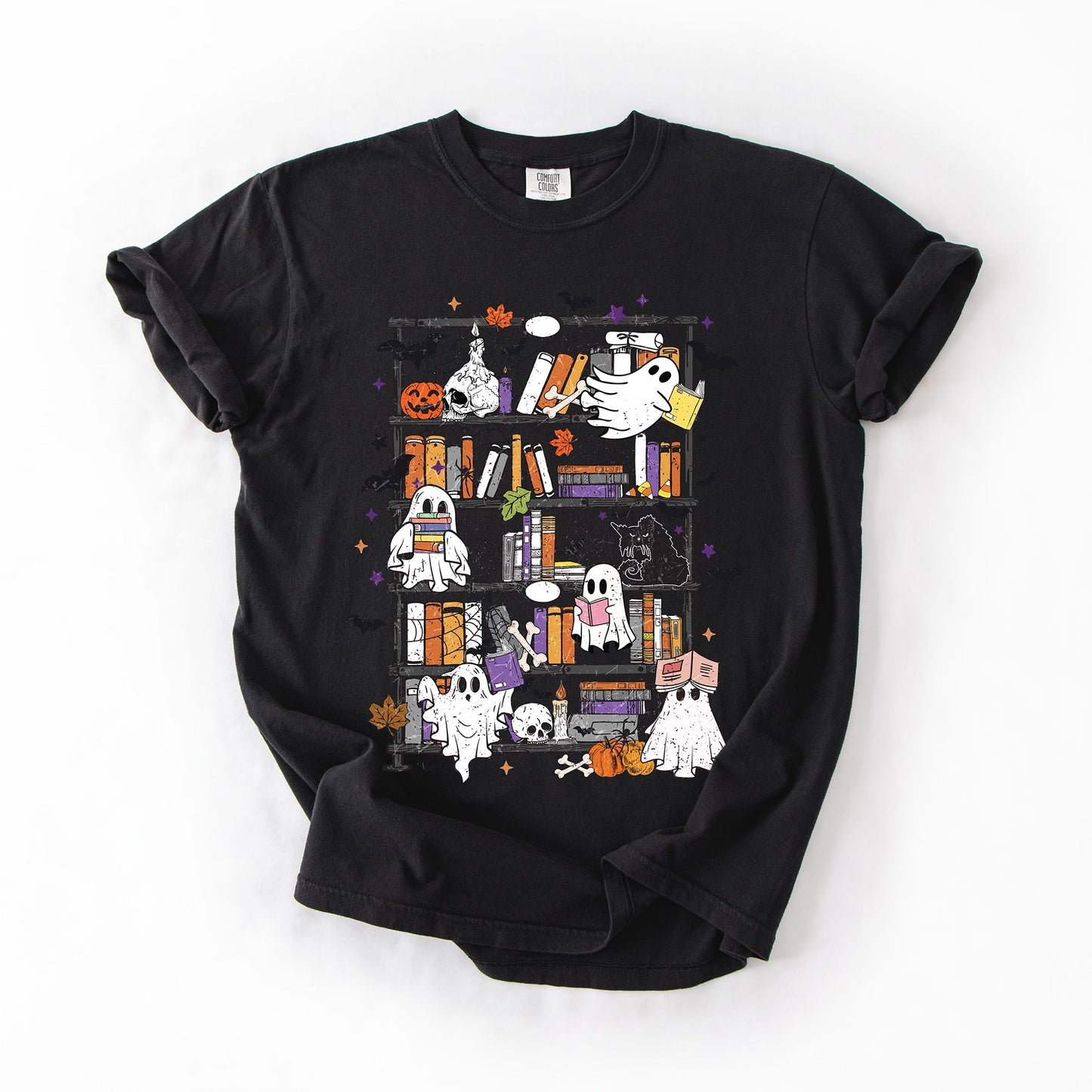 Reading Ghosts, Bookish, Library, Spooky, Halloween, Booktok, Trending Graphic Tee, Comfort Colors T-Shirt