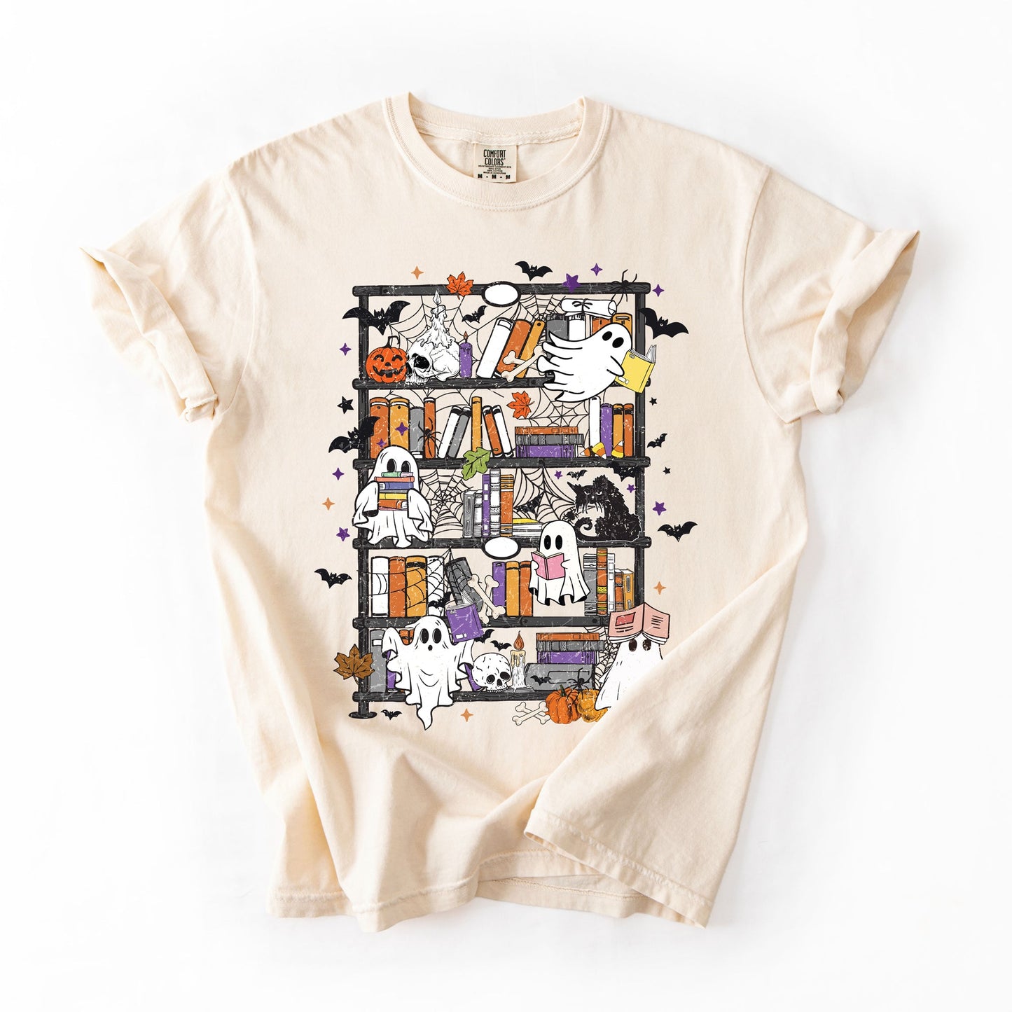 Reading Ghosts, Bookish, Library, Spooky, Halloween, Booktok, Trending Graphic Tee, Comfort Colors T-Shirt
