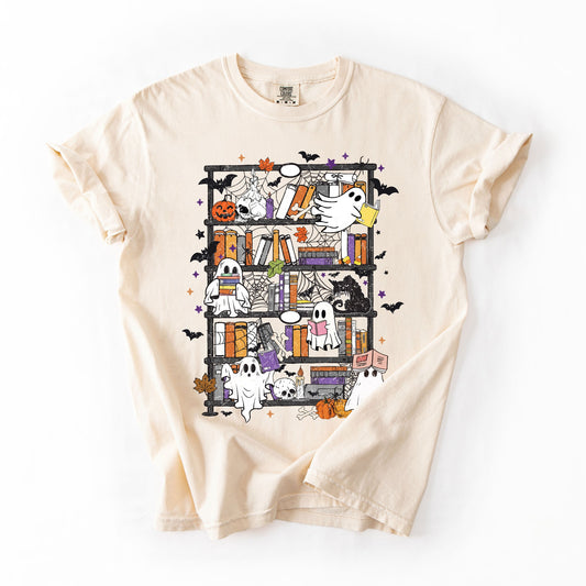 Reading Ghosts, Bookish, Library, Spooky, Halloween, Booktok, Trending Graphic Tee, Comfort Colors T-Shirt