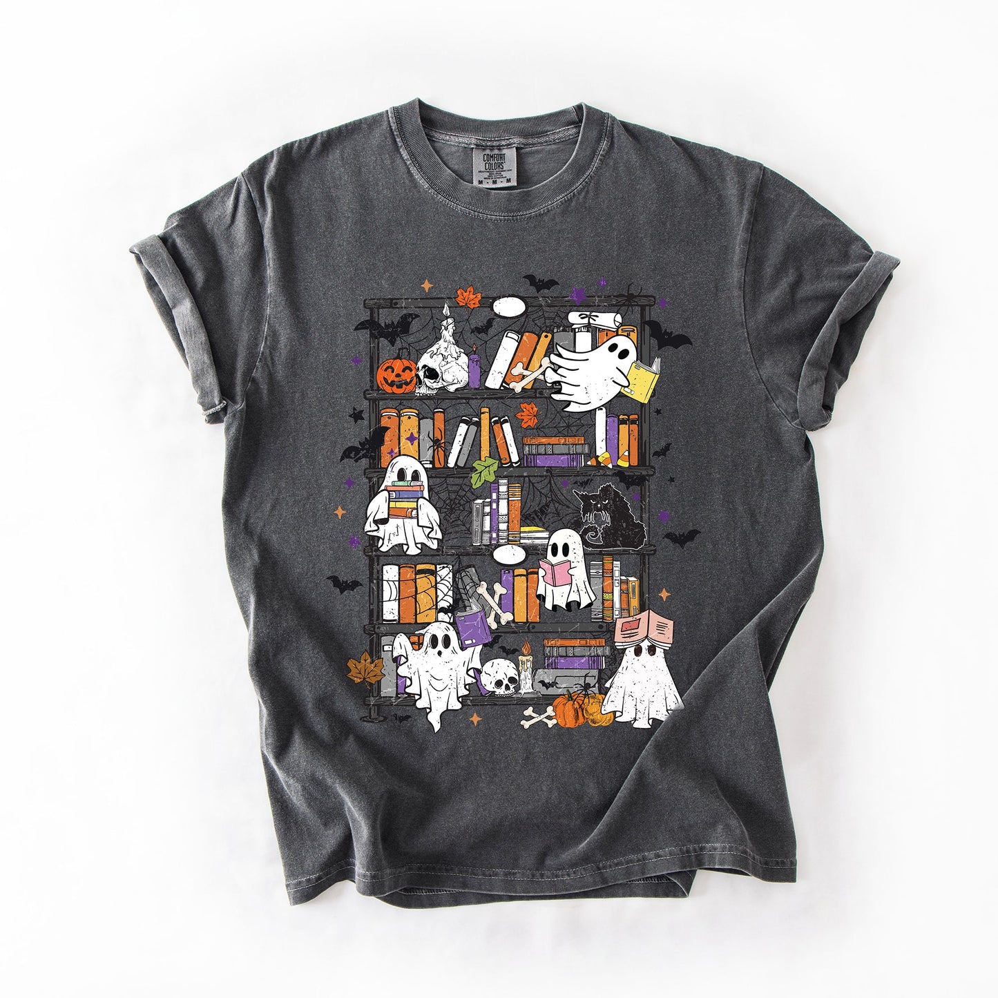 Reading Ghosts, Bookish, Library, Spooky, Halloween, Booktok, Trending Graphic Tee, Comfort Colors T-Shirt
