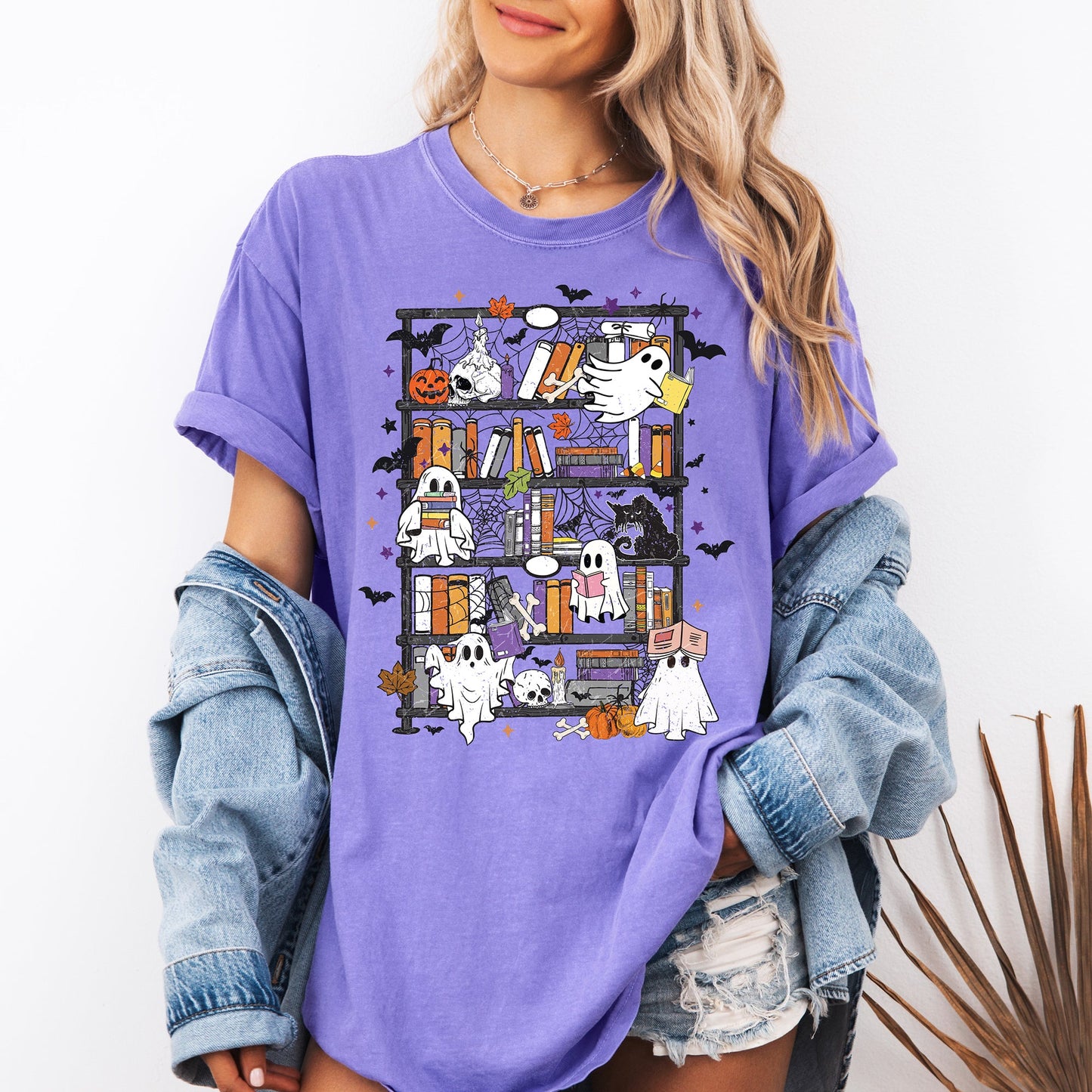 Reading Ghosts, Bookish, Library, Spooky, Halloween, Booktok, Trending Graphic Tee, Comfort Colors T-Shirt