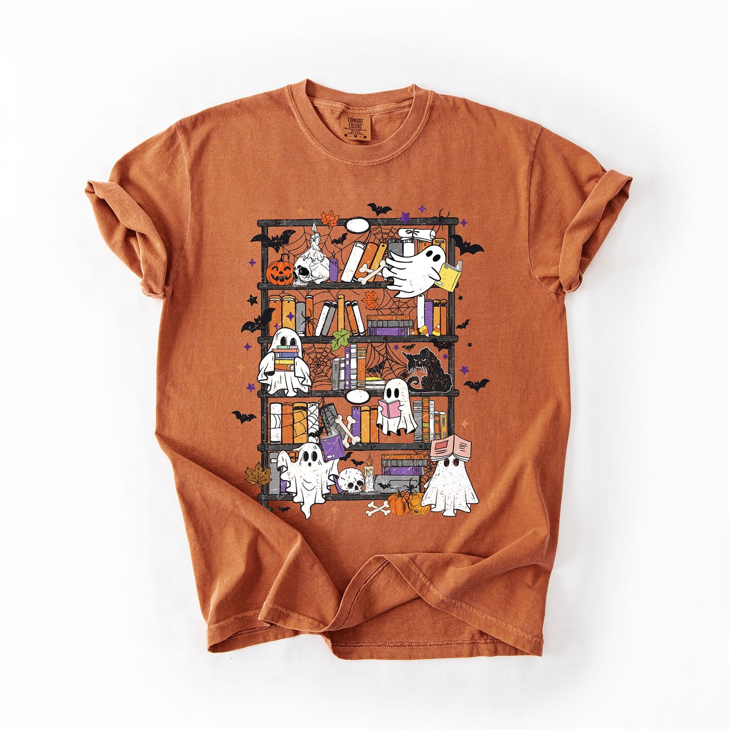 Reading Ghosts, Bookish, Library, Spooky, Halloween, Booktok, Trending Graphic Tee, Comfort Colors T-Shirt
