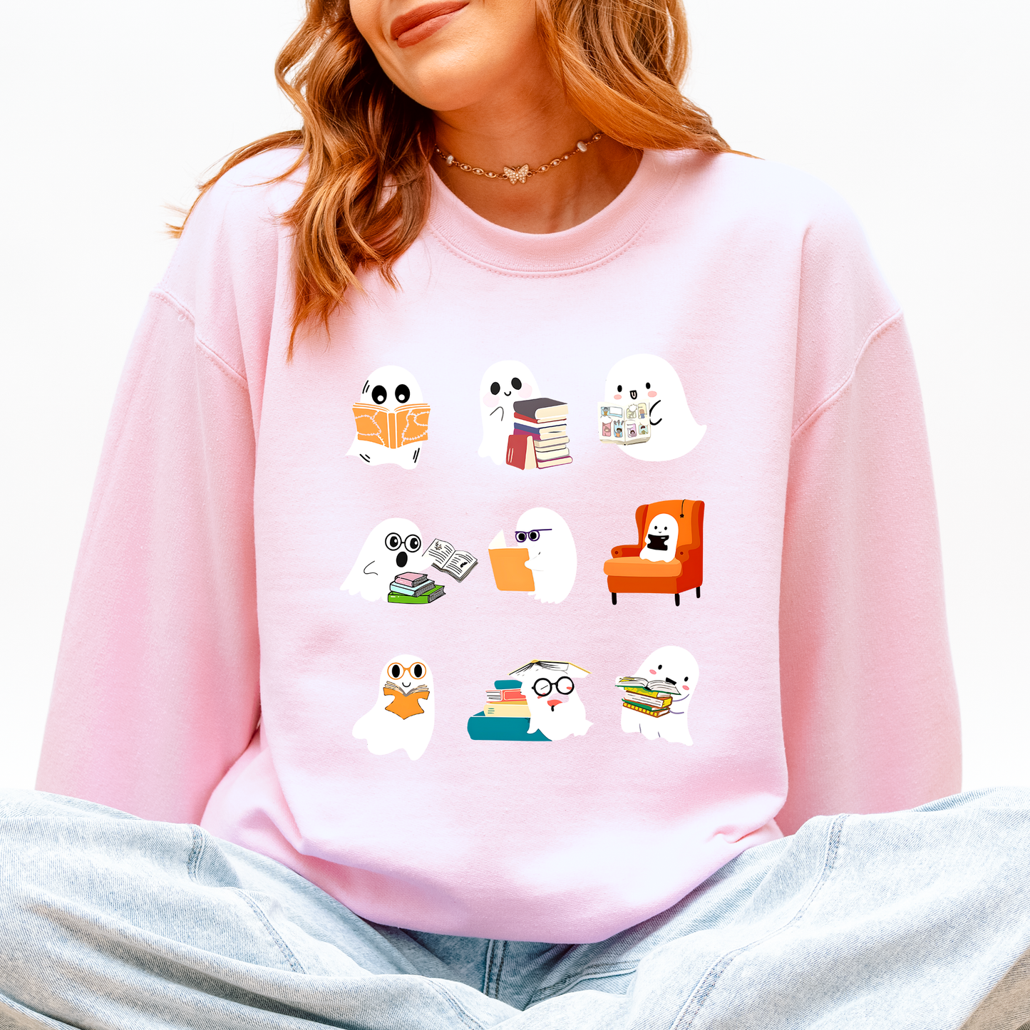 Reading Ghosts, Halloween, Library, Books Sweatshirt