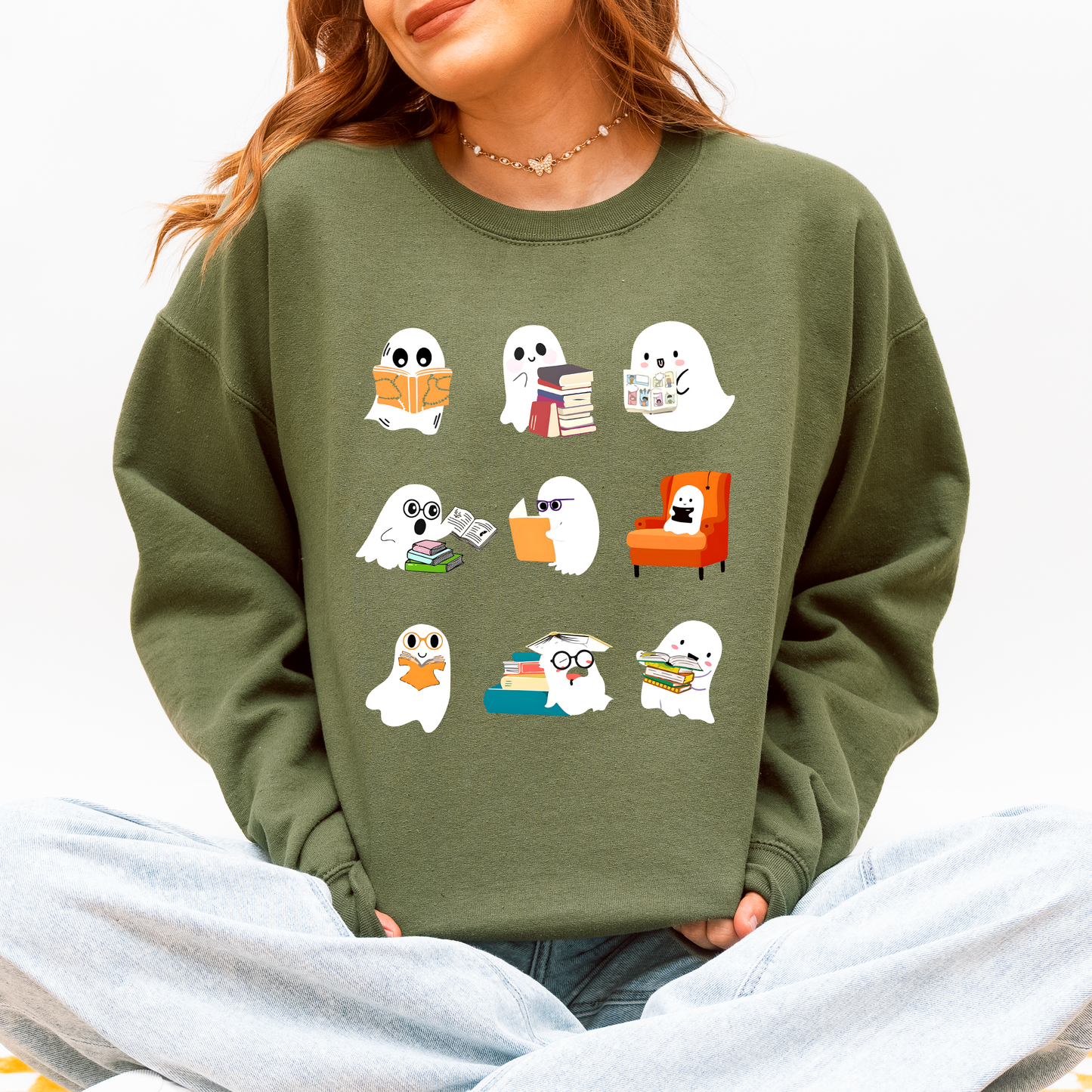 Reading Ghosts, Halloween, Library, Books Sweatshirt