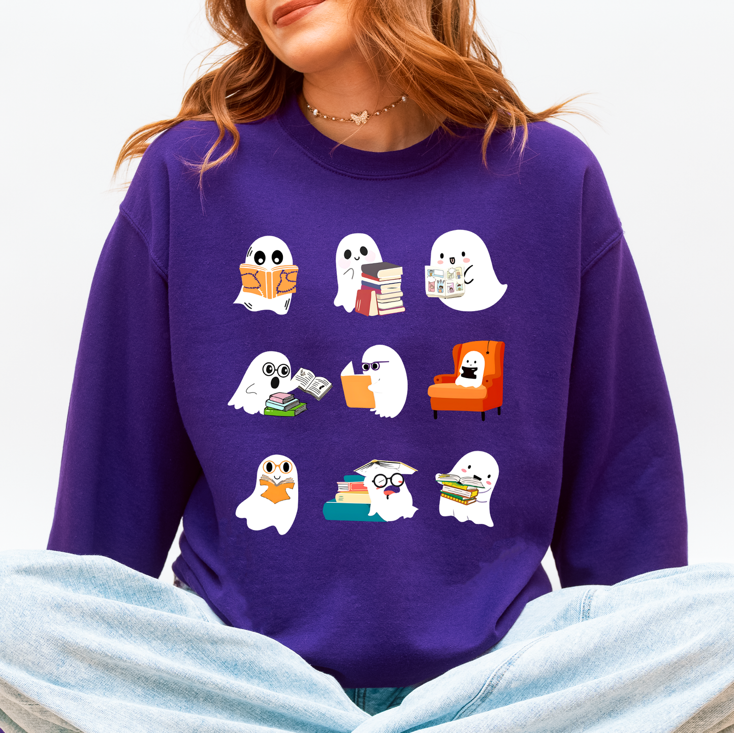 Reading Ghosts, Halloween, Library, Books Sweatshirt