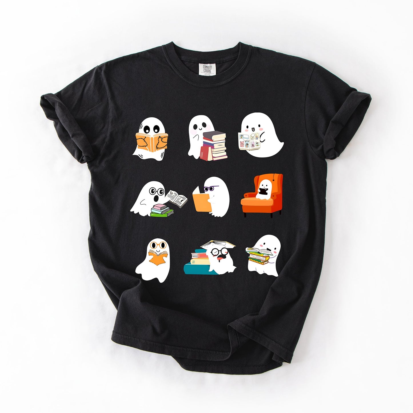 Reading Ghosts, Halloween, Library, Books, Comfort Colors T-Shirt