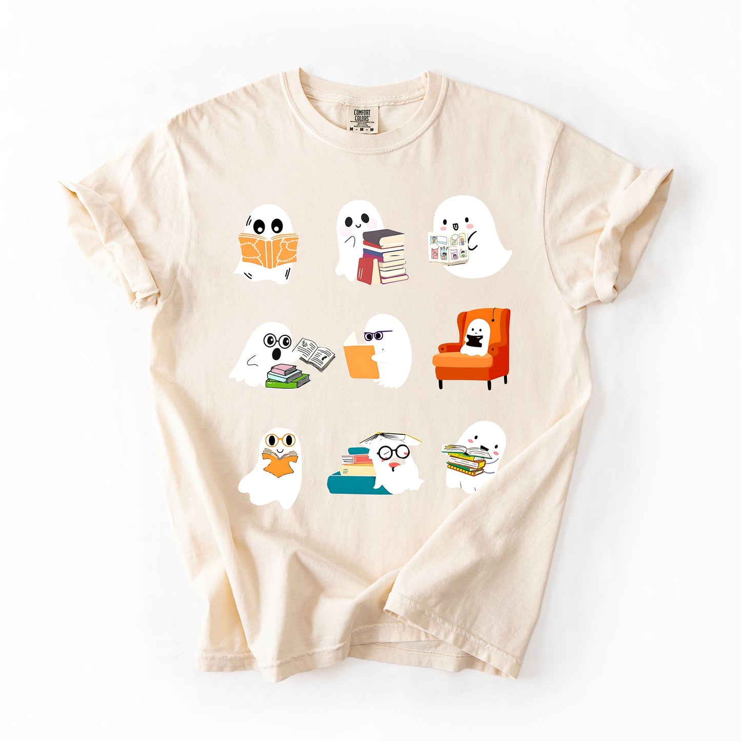Reading Ghosts, Halloween, Library, Books, Comfort Colors T-Shirt
