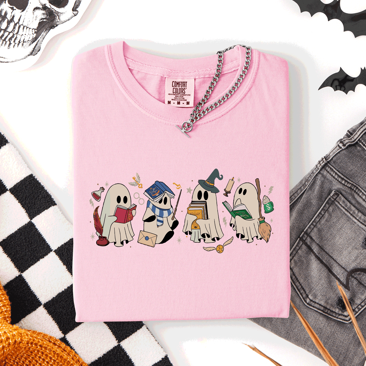 Reading Ghosts, Witches, Wizards, Halloween, Trending Graphic Tee, Comfort Colors T-Shirt