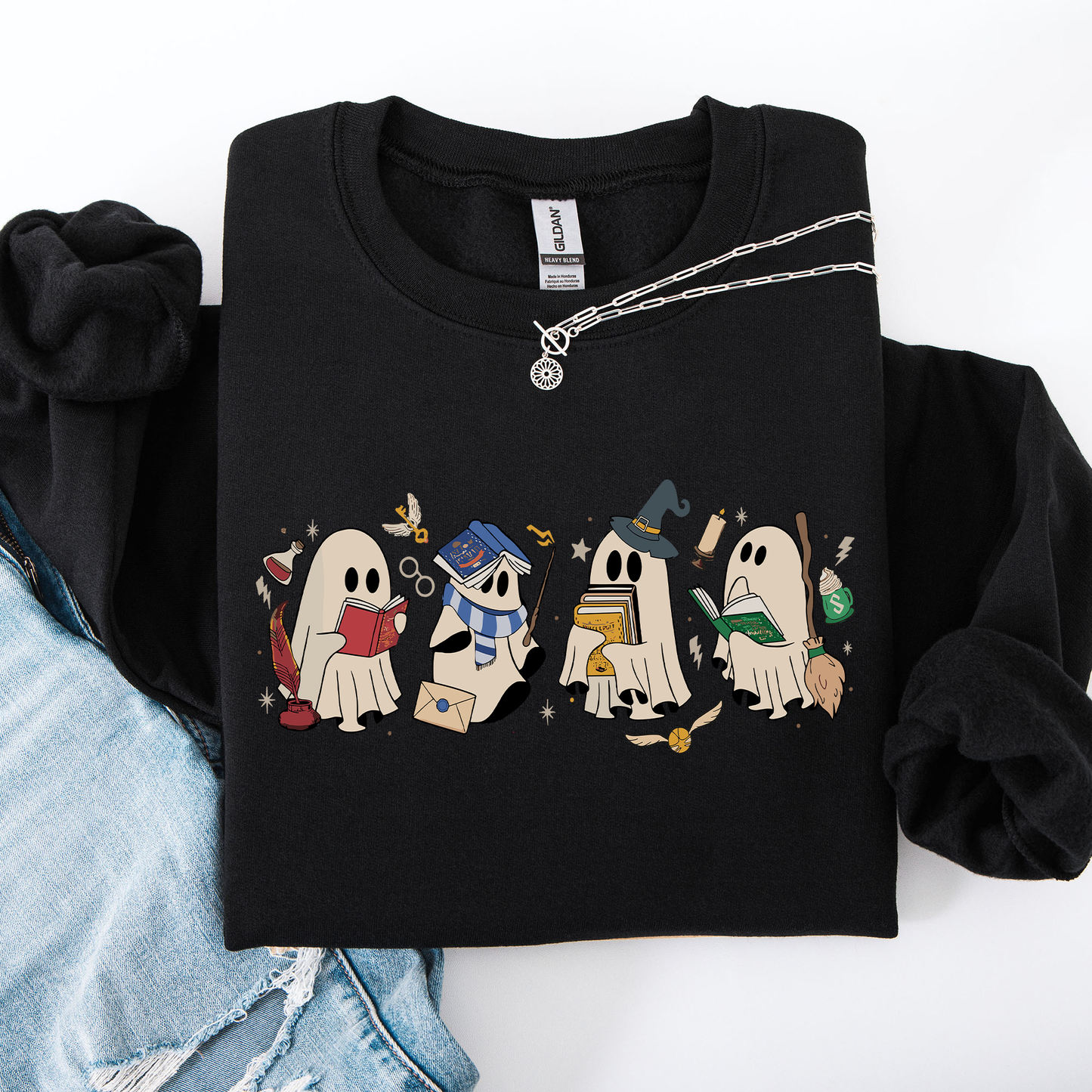 Reading Ghosts, Witches, Wizards, Halloween, Trending Graphic Sweatshirt