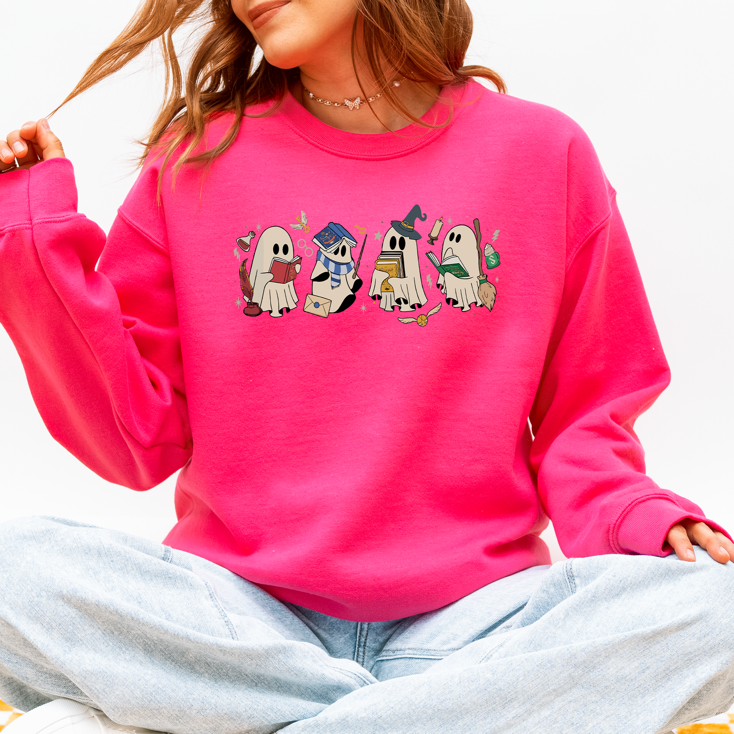 Reading Ghosts, Witches, Wizards, Halloween, Trending Graphic Sweatshirt