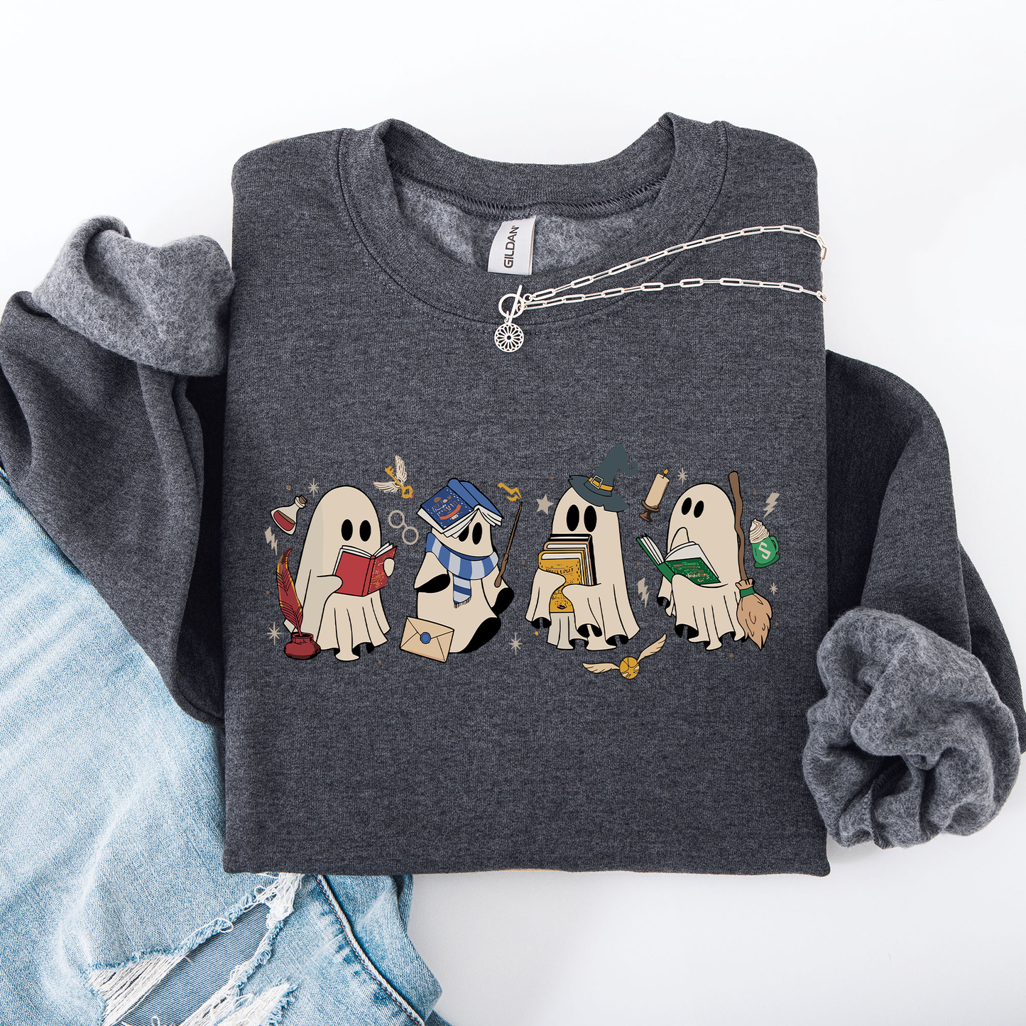 Reading Ghosts, Witches, Wizards, Halloween, Trending Graphic Sweatshirt