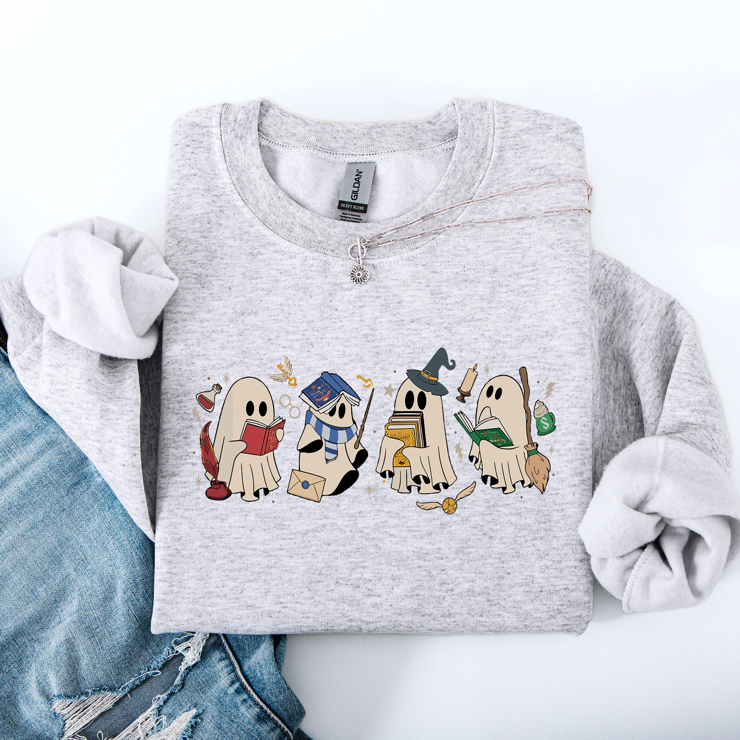 Reading Ghosts, Witches, Wizards, Halloween, Trending Graphic Sweatshirt