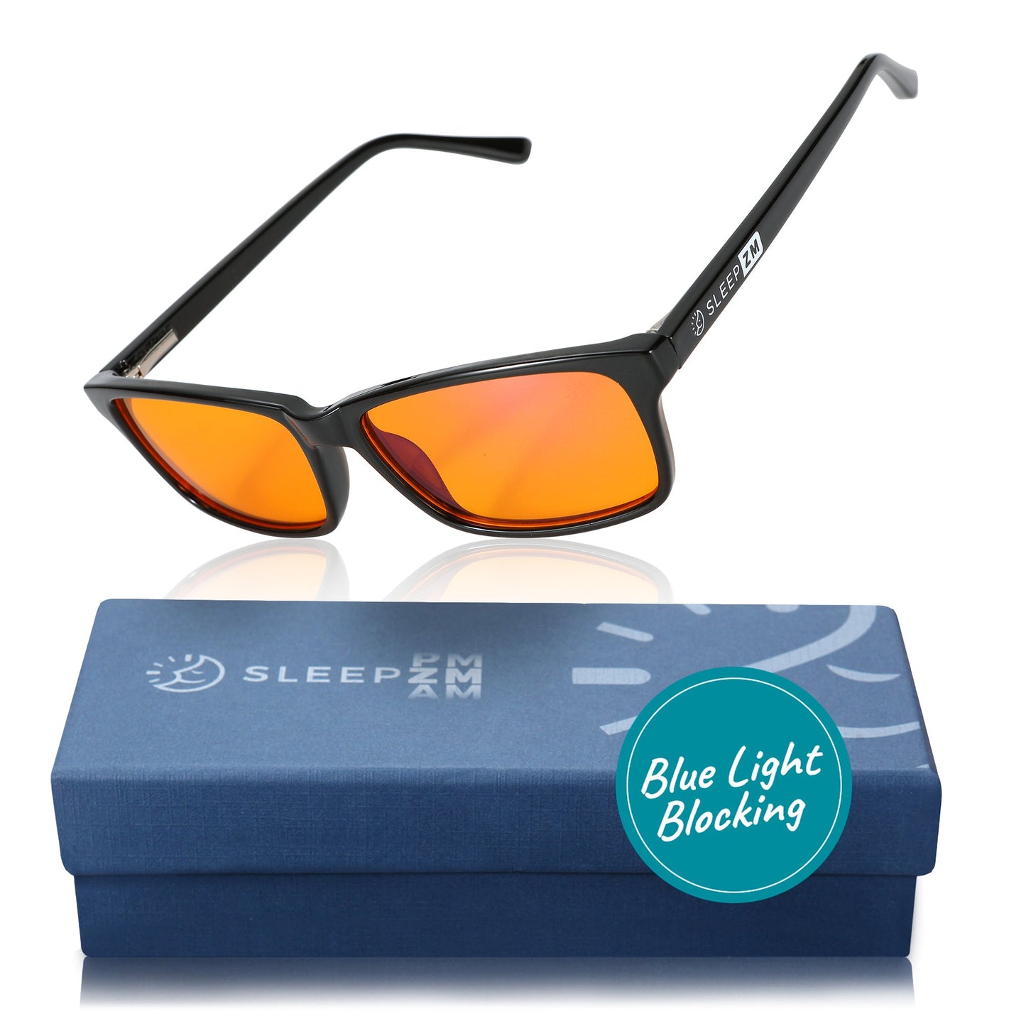 Night-Time Blue Light Blocking Rectangular Glasses Black Sleep ZM