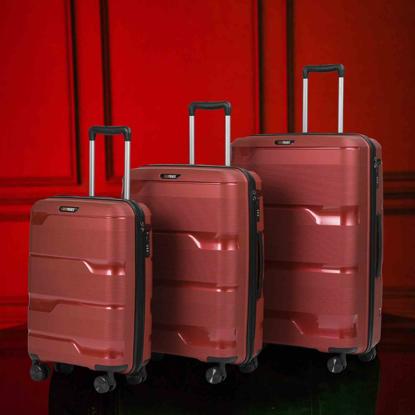 Red Hardcase Roller Luggage Set 28, 24, and 20 inch