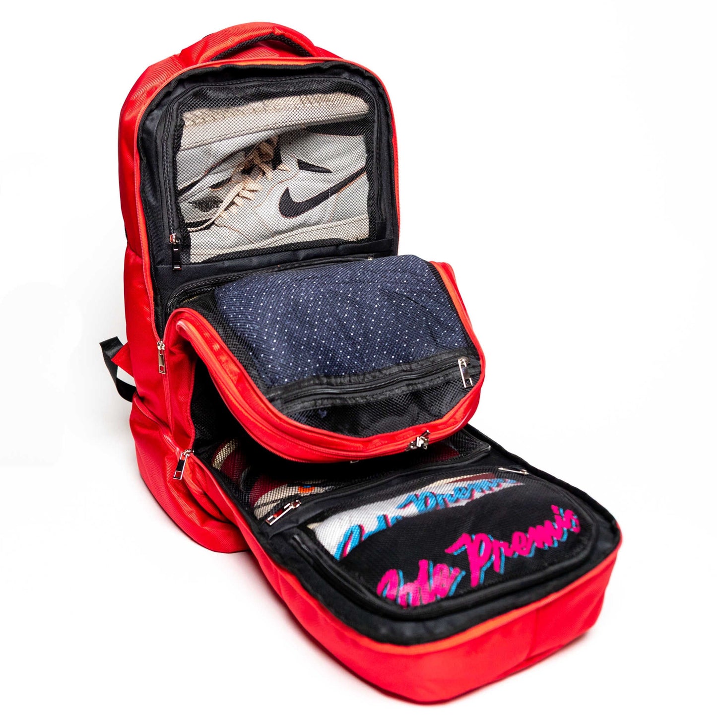 Red Polyester Carry-On Backpack TSA Approved Sole Premise
