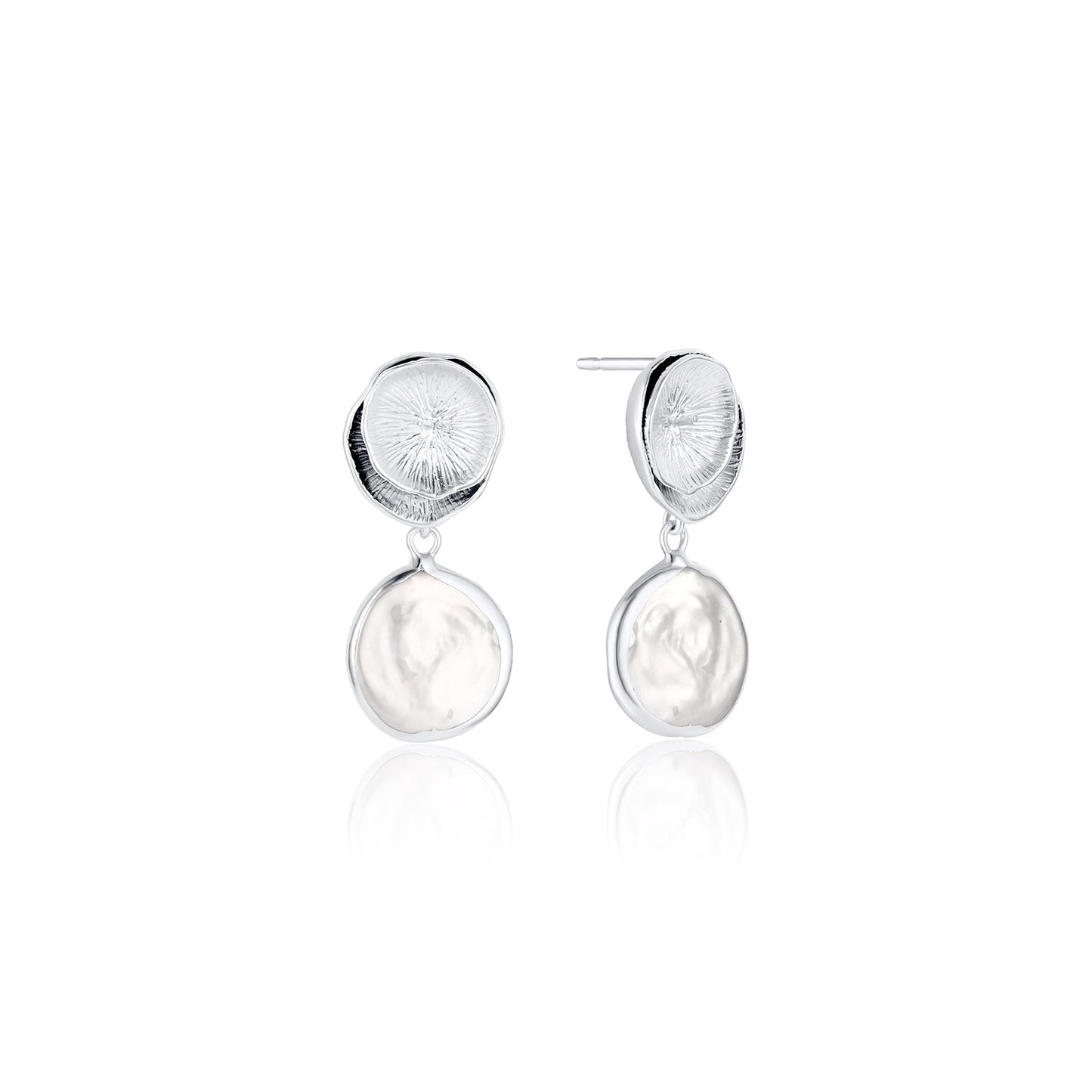 16k Gold Lotus Earrings with Baroque Pearls Post Sterling Silver Reese Earrings