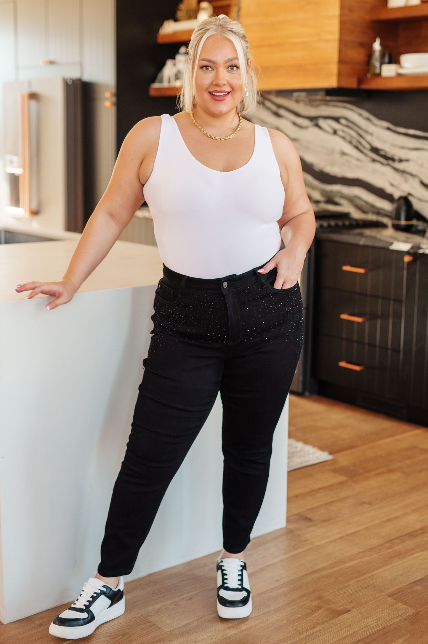 Rhinestone Black Slim Fit Jeans Reese