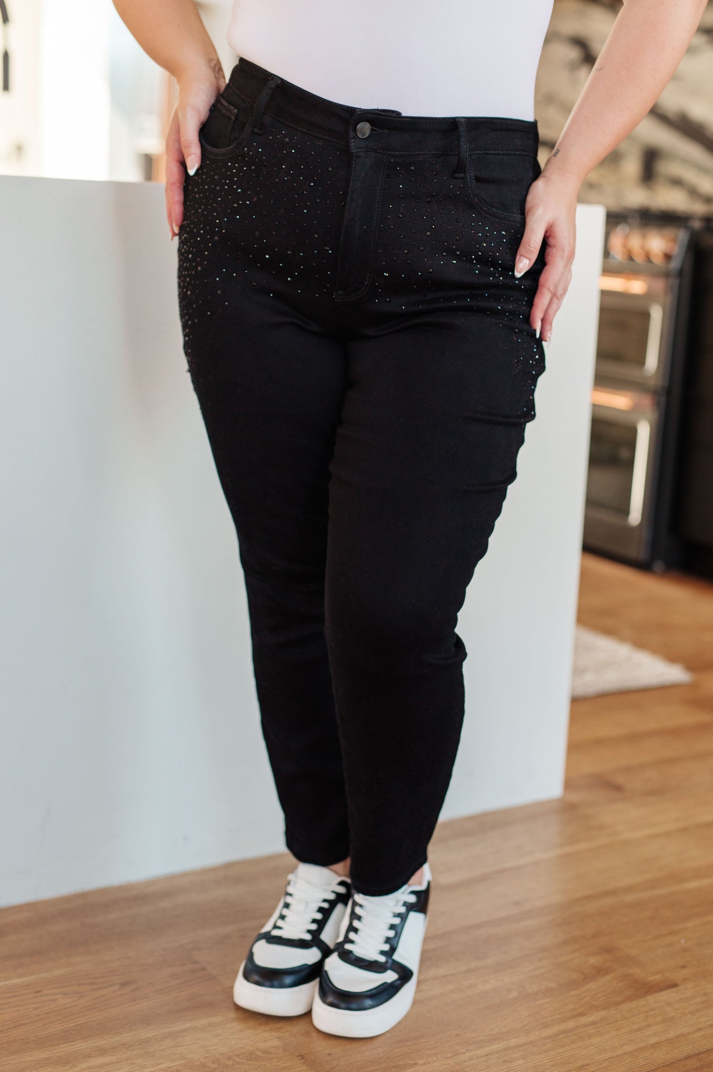 Rhinestone Black Slim Fit Jeans Reese
