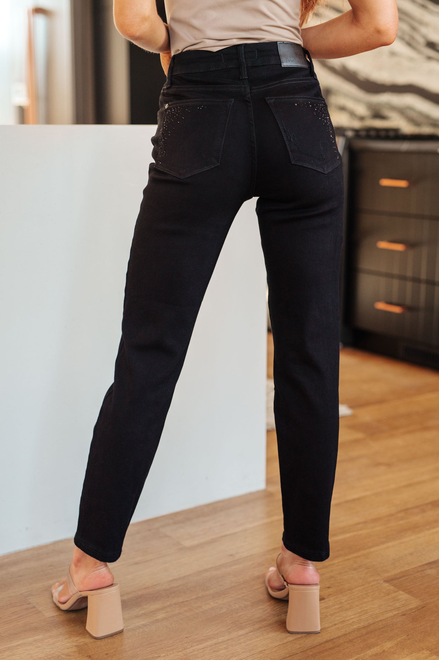 Rhinestone Black Slim Fit Jeans Reese
