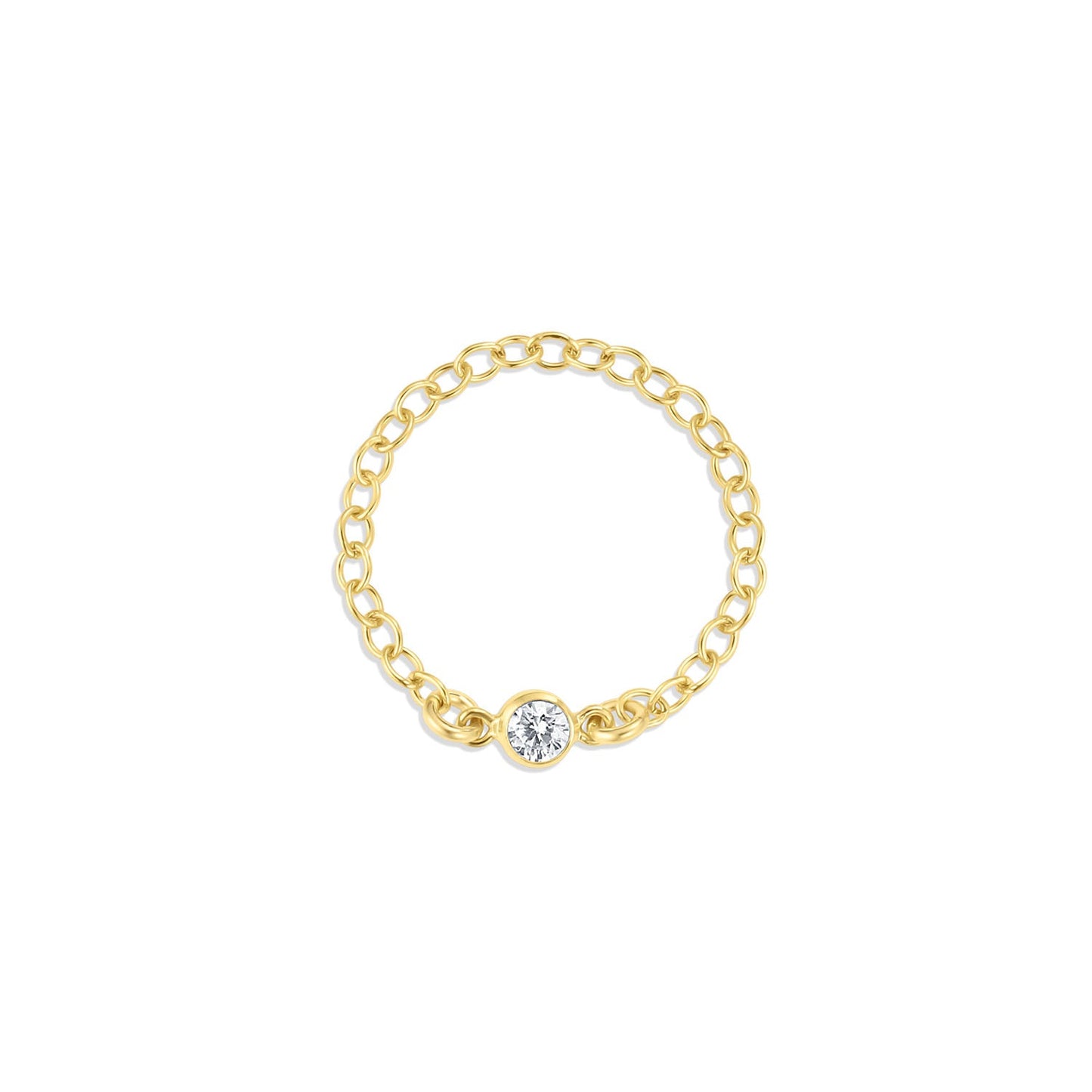 14k Gold Filled Chain Ring with Cubic Zirconia or Turquoise Connector The First Layer - Renata Ring
