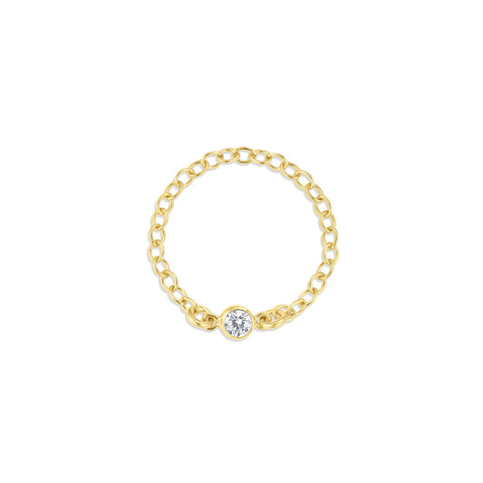 14k Gold Filled Chain Ring with Cubic Zirconia or Turquoise Connector The First Layer - Renata Ring