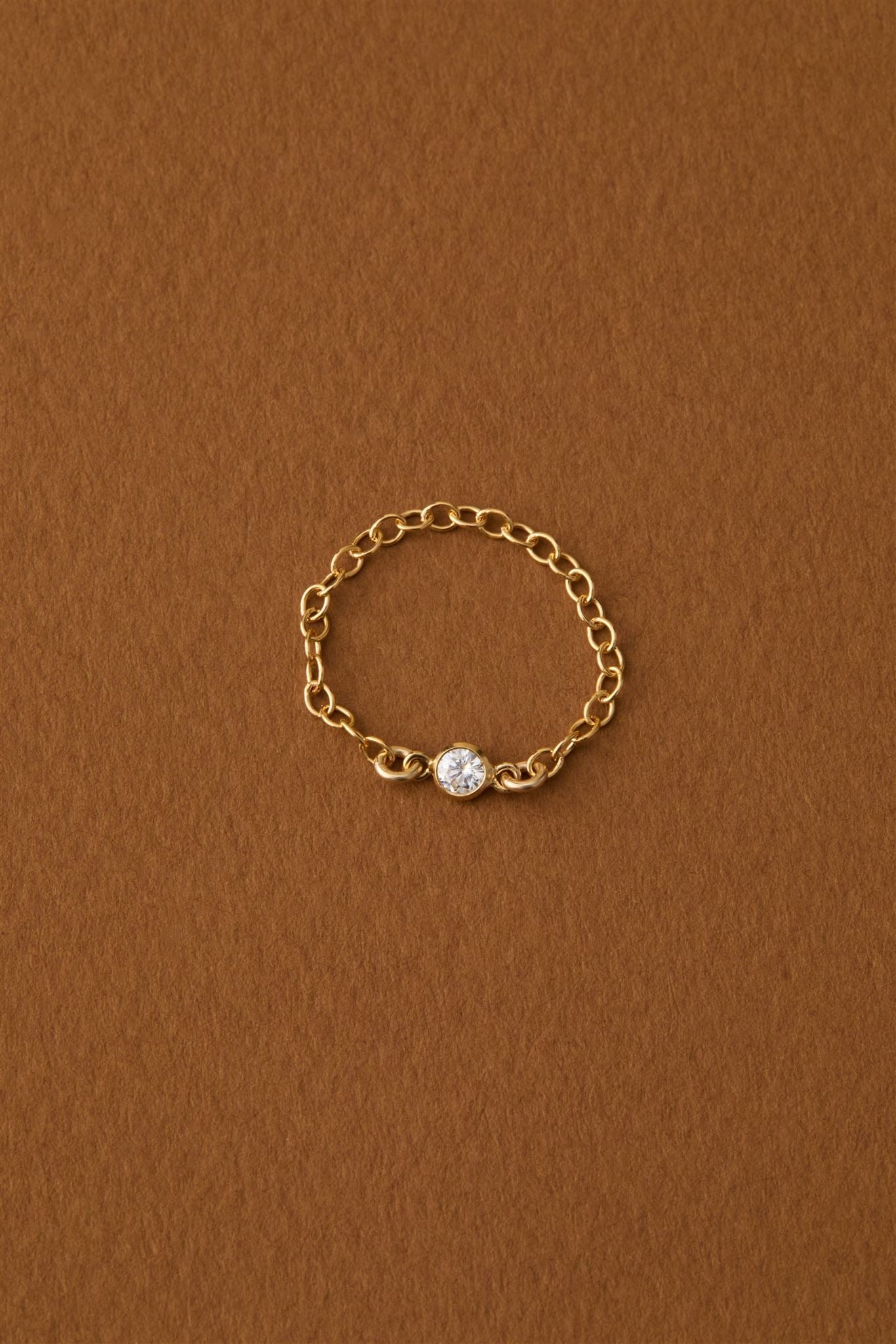 14k Gold Filled Chain Ring with Cubic Zirconia or Turquoise Connector The First Layer - Renata Ring