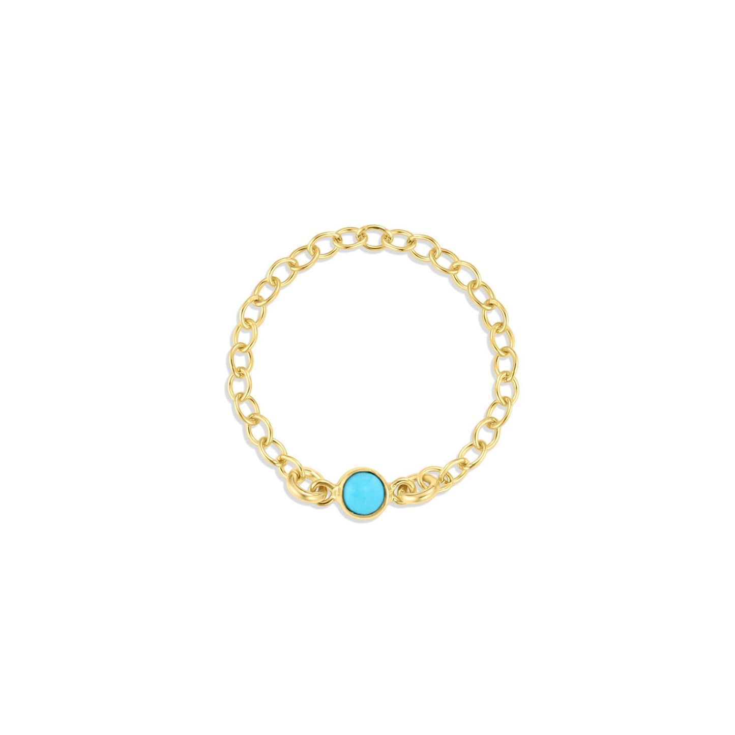 14k Gold Filled Chain Ring with Cubic Zirconia or Turquoise Connector The First Layer - Renata Ring