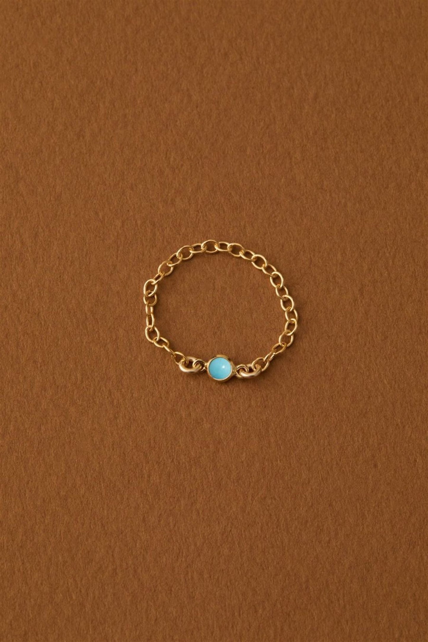 14k Gold Filled Chain Ring with Cubic Zirconia or Turquoise Connector The First Layer - Renata Ring