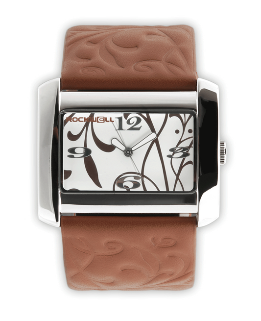 Vanessa Brown White Genuine Leather Band Watch Rockwell Time