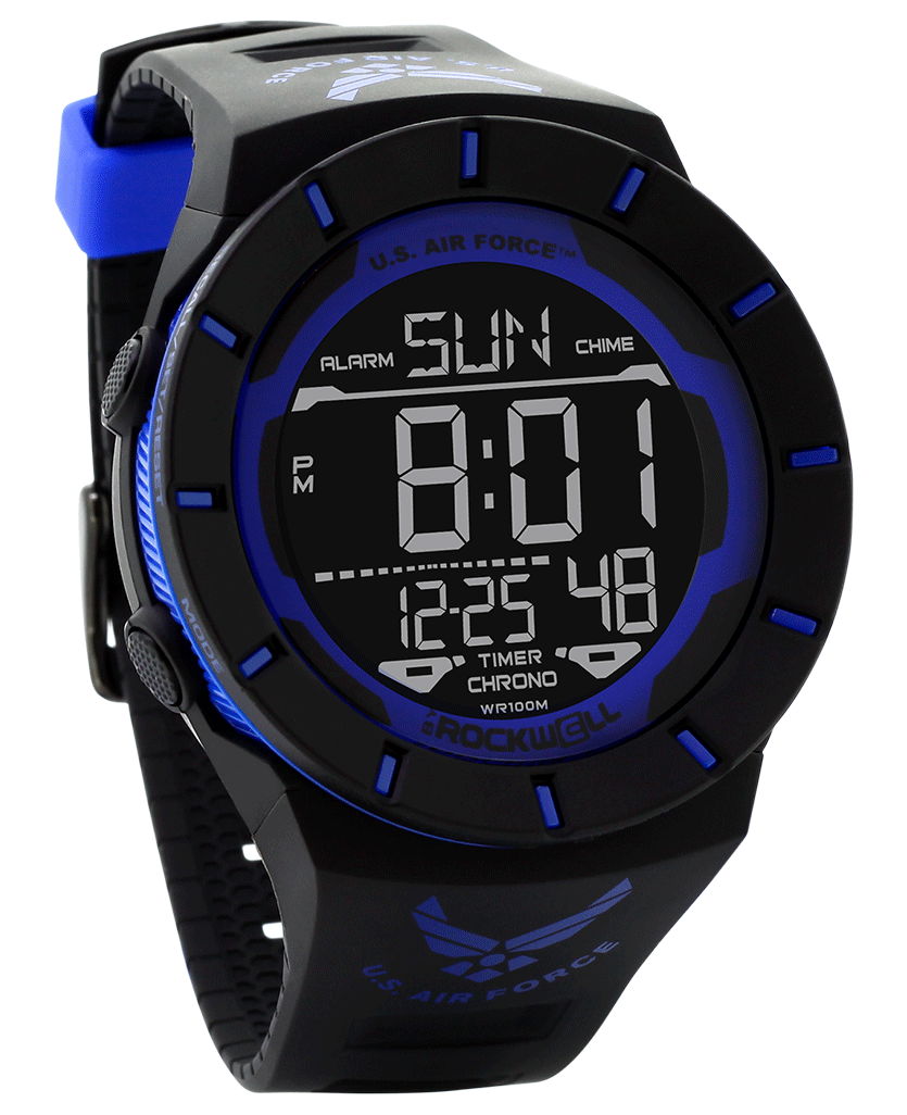 Coliseum Air Force Edition Black Blue Digital Watch Rockwell Time