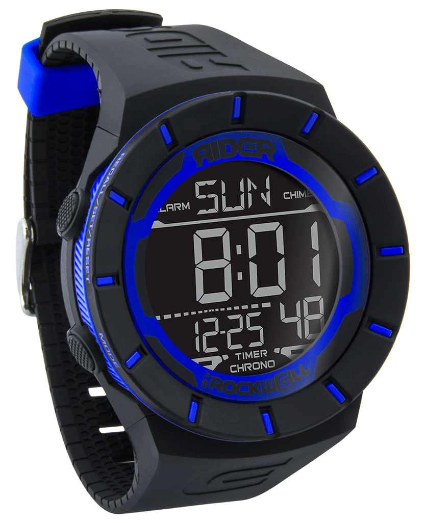 Coliseum Black Blue Multifunction Digital Watch Rockwell