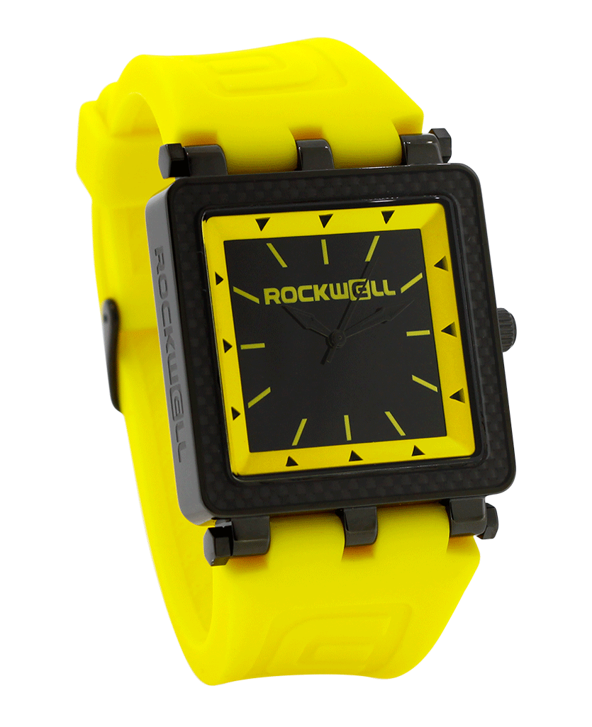 CF Lite Carbon Fiber Tactical Watch Black Yellow Rockwell Time