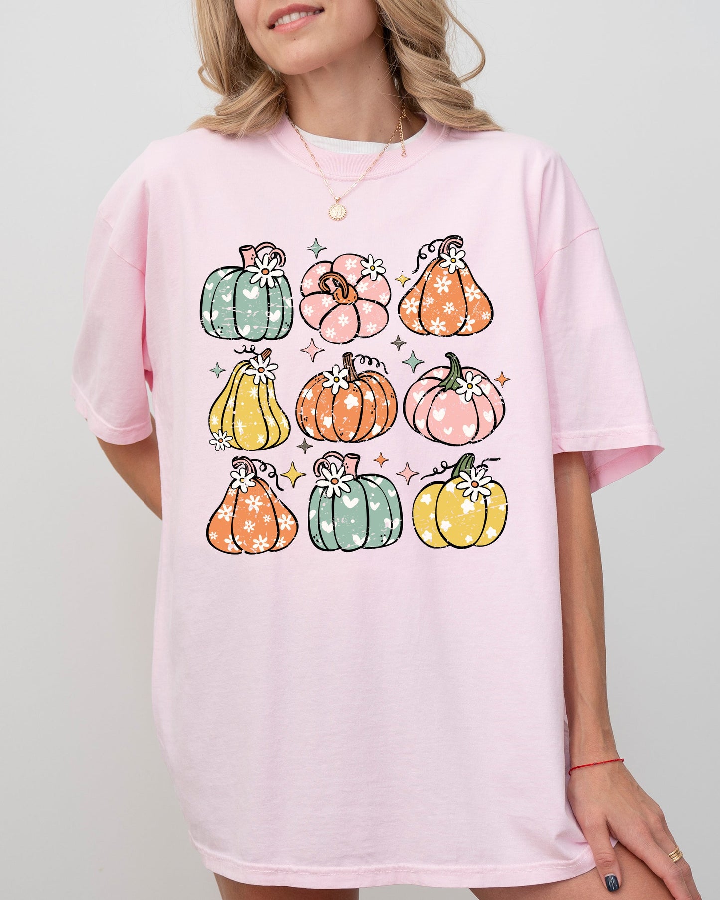 Retro Colorful Floral Pumpkins, Halloween, Jack-o-lantern, Fall, Autumn Shirt Comfort Colors T-Shirt