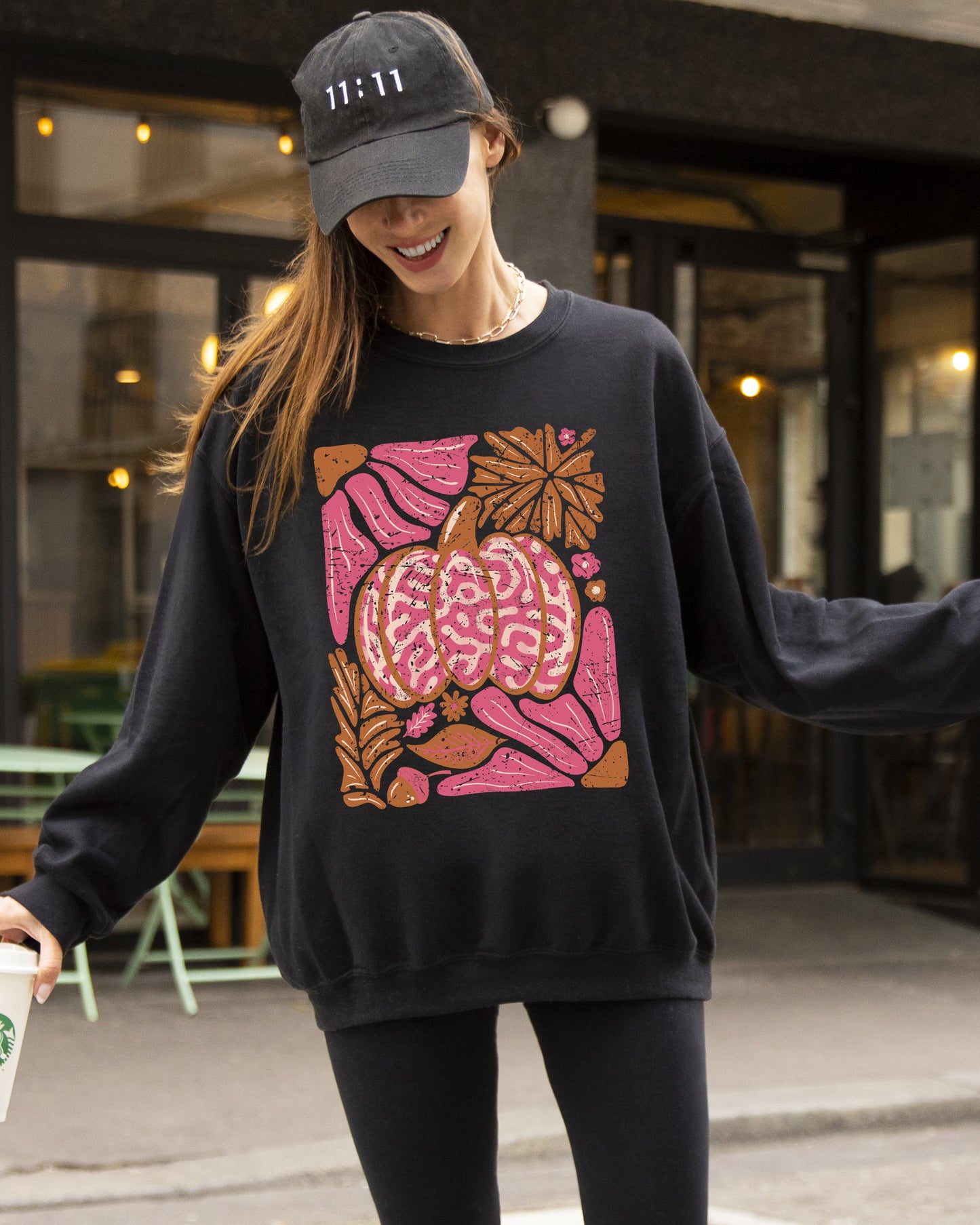 Retro Floral, Pumpkin, Halloween, Jack-o-lantern, Fall, Autumn Sweatshirt