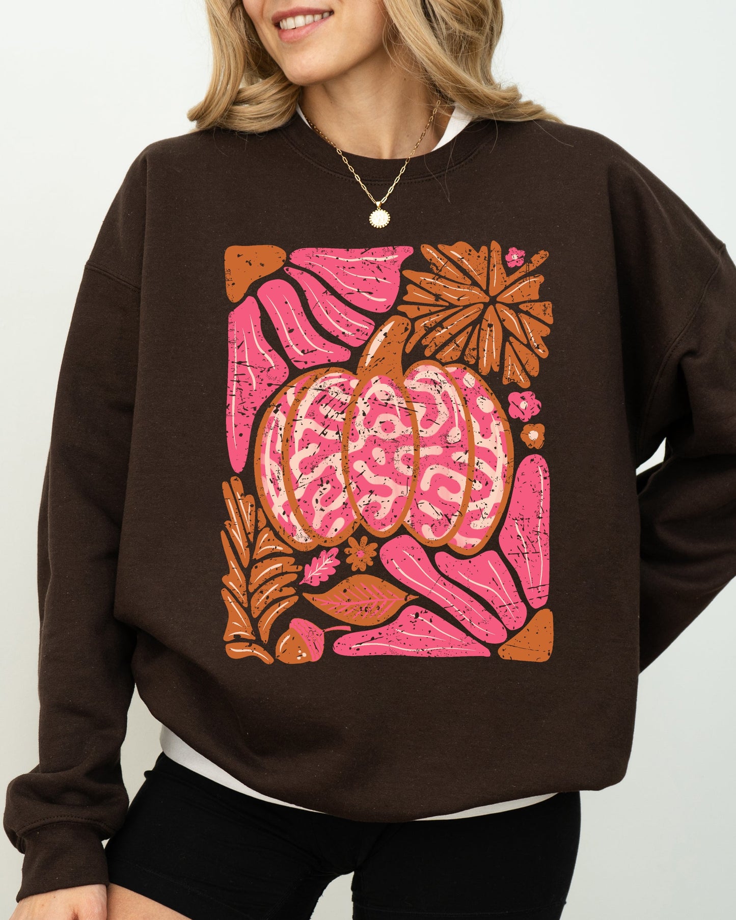 Retro Floral, Pumpkin, Halloween, Jack-o-lantern, Fall, Autumn Sweatshirt