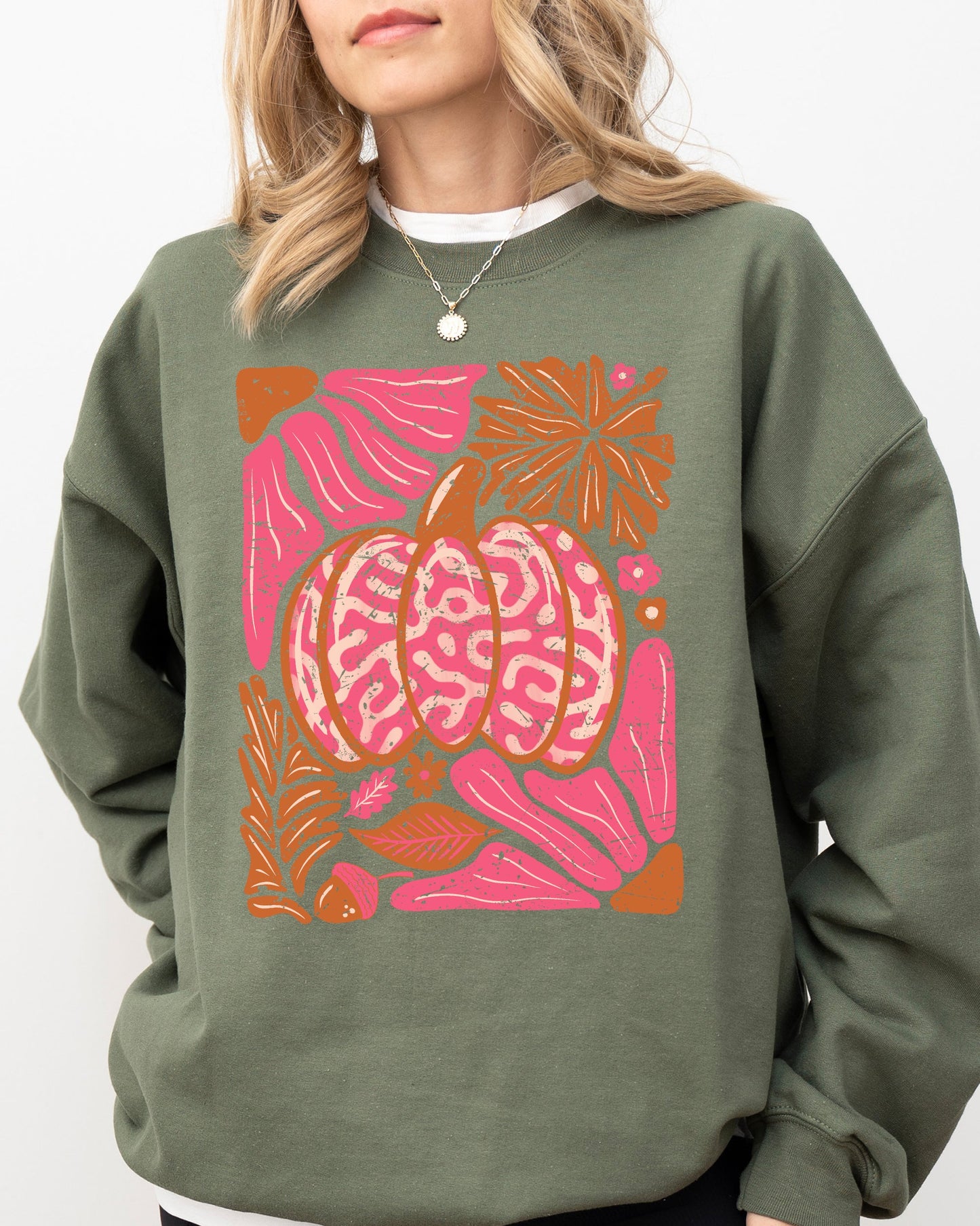 Retro Floral, Pumpkin, Halloween, Jack-o-lantern, Fall, Autumn Sweatshirt