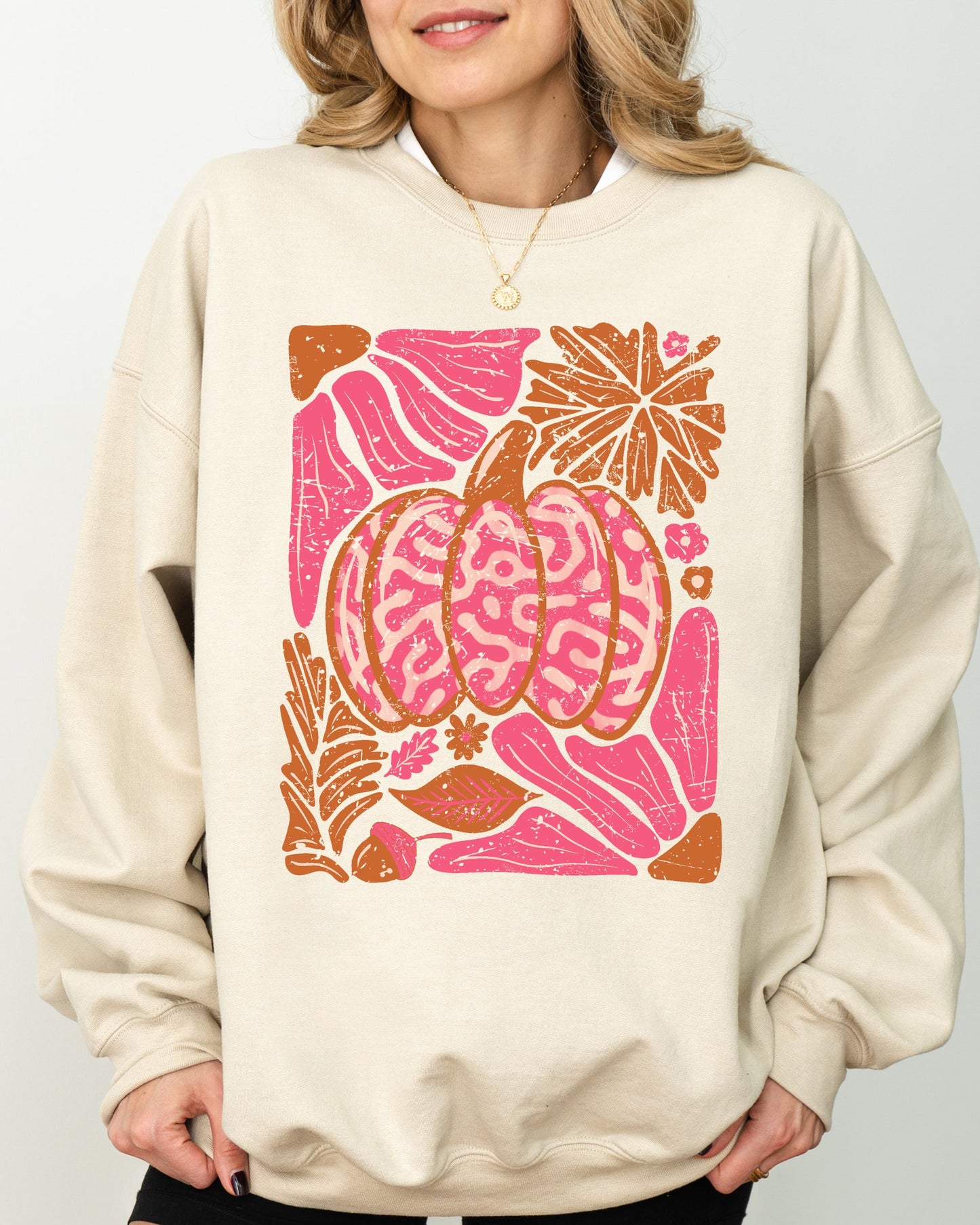 Retro Floral, Pumpkin, Halloween, Jack-o-lantern, Fall, Autumn Sweatshirt