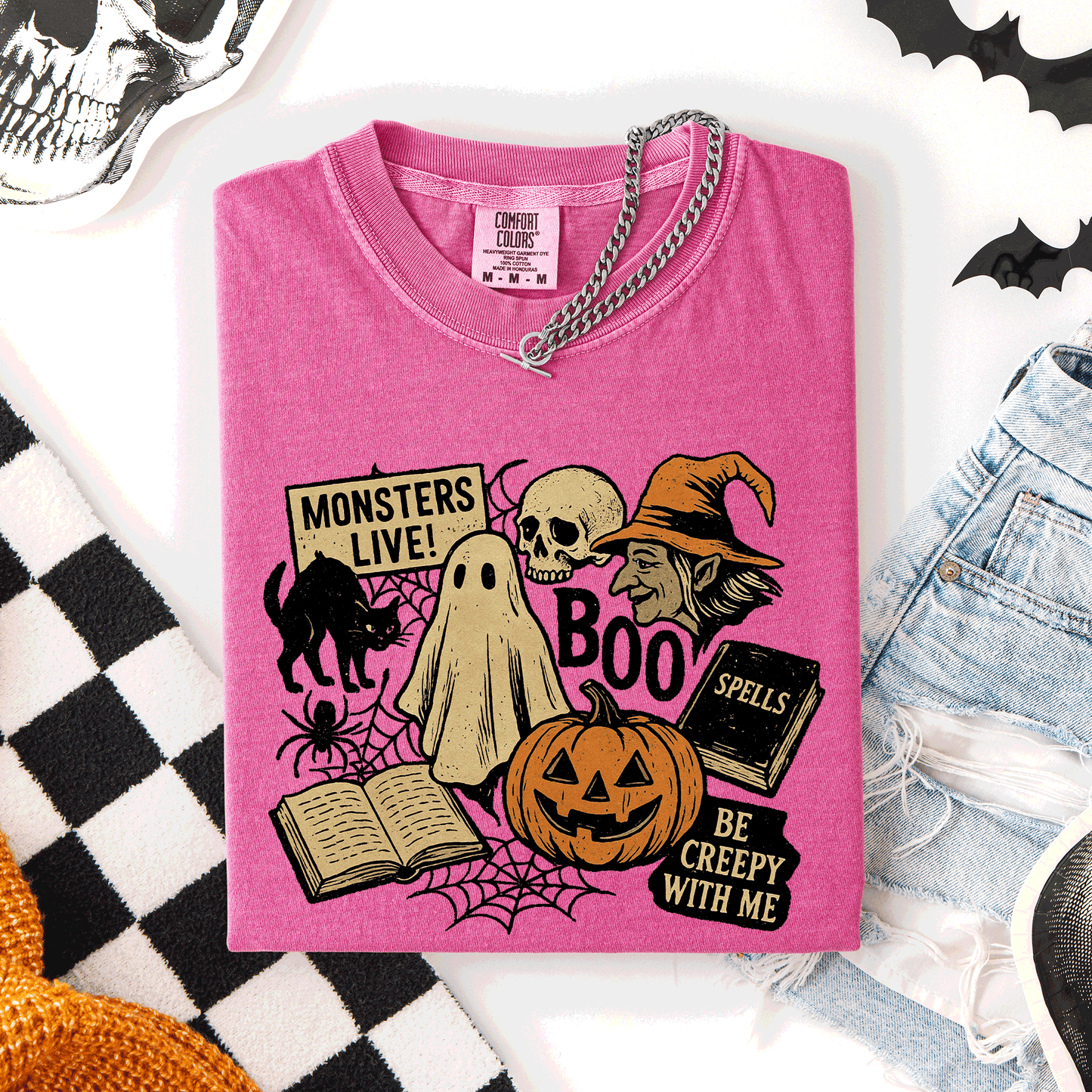 Retro Halloween, Monsters, Witch, Creepy, Comfort Colors T-Shirt