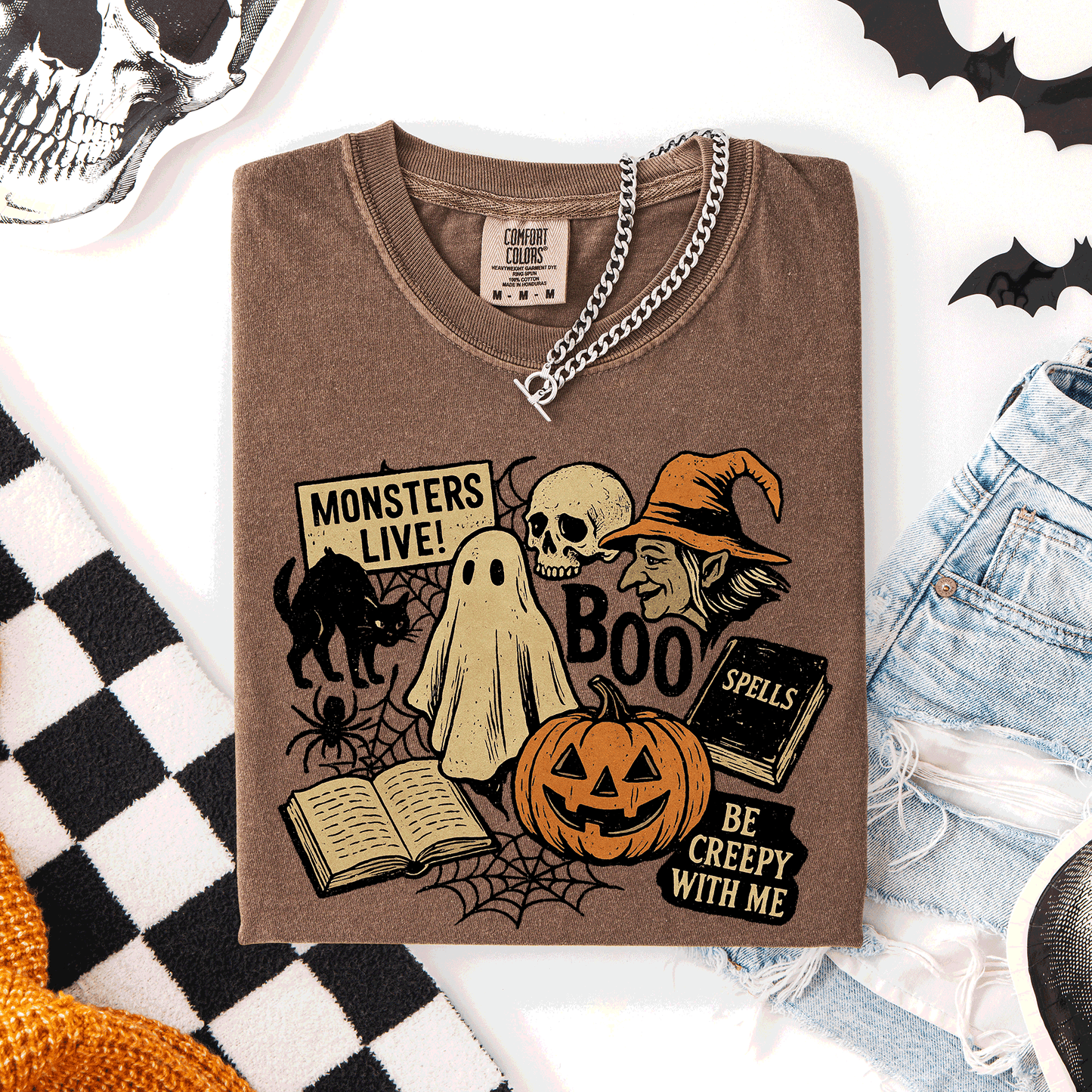 Retro Halloween, Monsters, Witch, Creepy, Comfort Colors T-Shirt