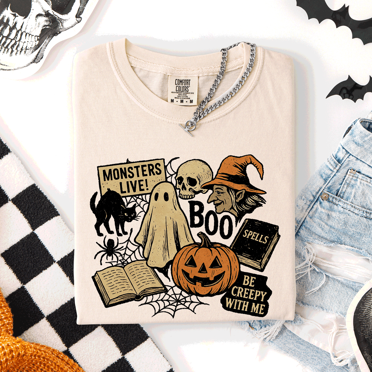 Retro Halloween, Monsters, Witch, Creepy, Comfort Colors T-Shirt