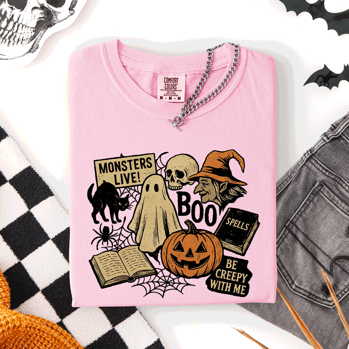 Retro Halloween, Monsters, Witch, Creepy, Comfort Colors T-Shirt