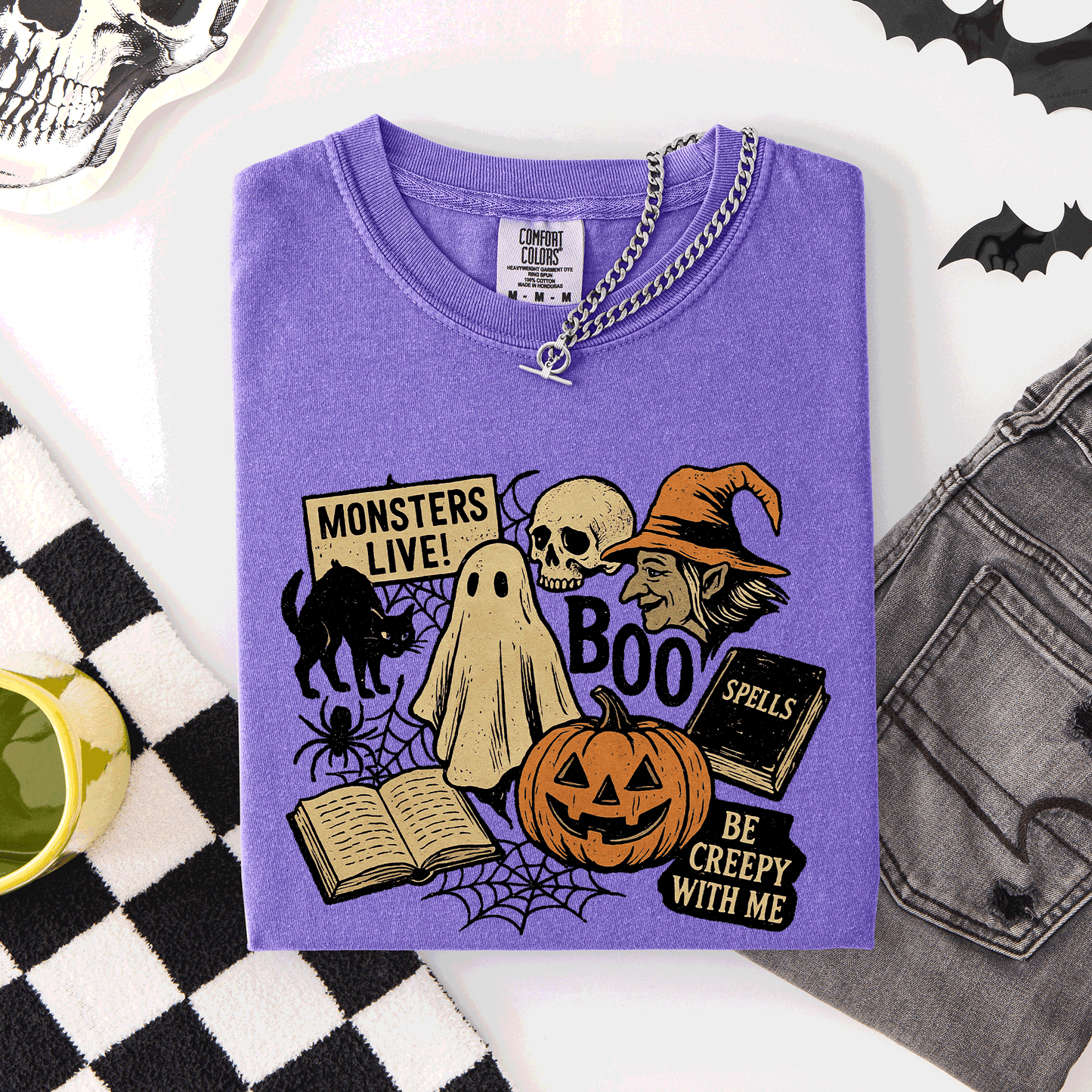 Retro Halloween, Monsters, Witch, Creepy, Comfort Colors T-Shirt