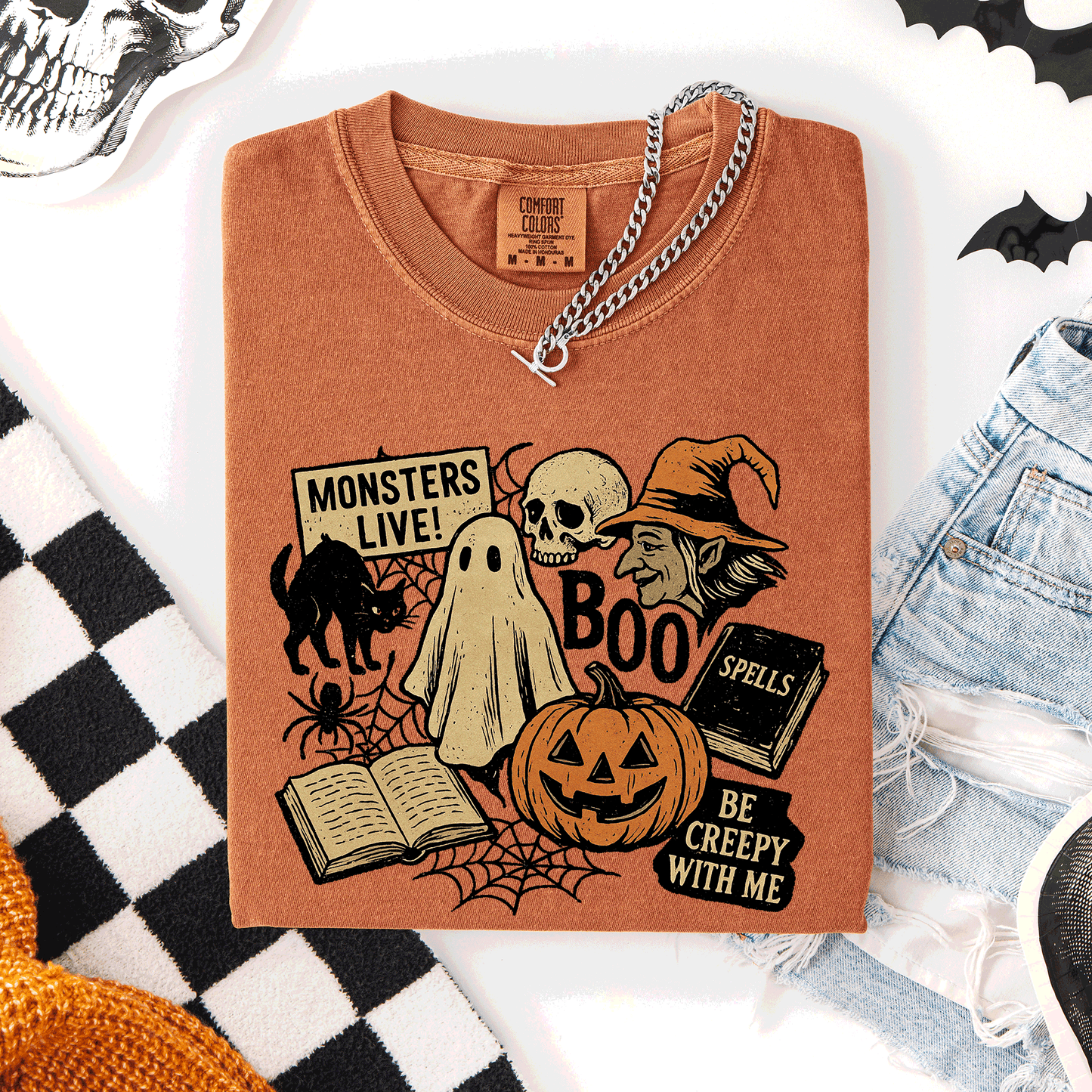 Retro Halloween, Monsters, Witch, Creepy, Comfort Colors T-Shirt
