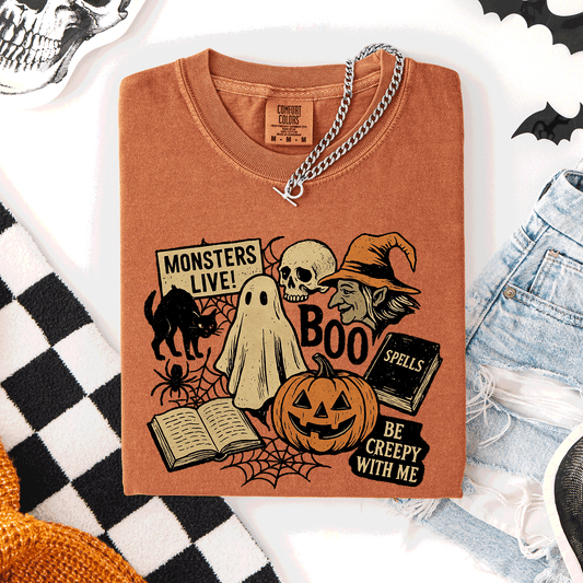 Retro Halloween, Monsters, Witch, Creepy, Comfort Colors T-Shirt