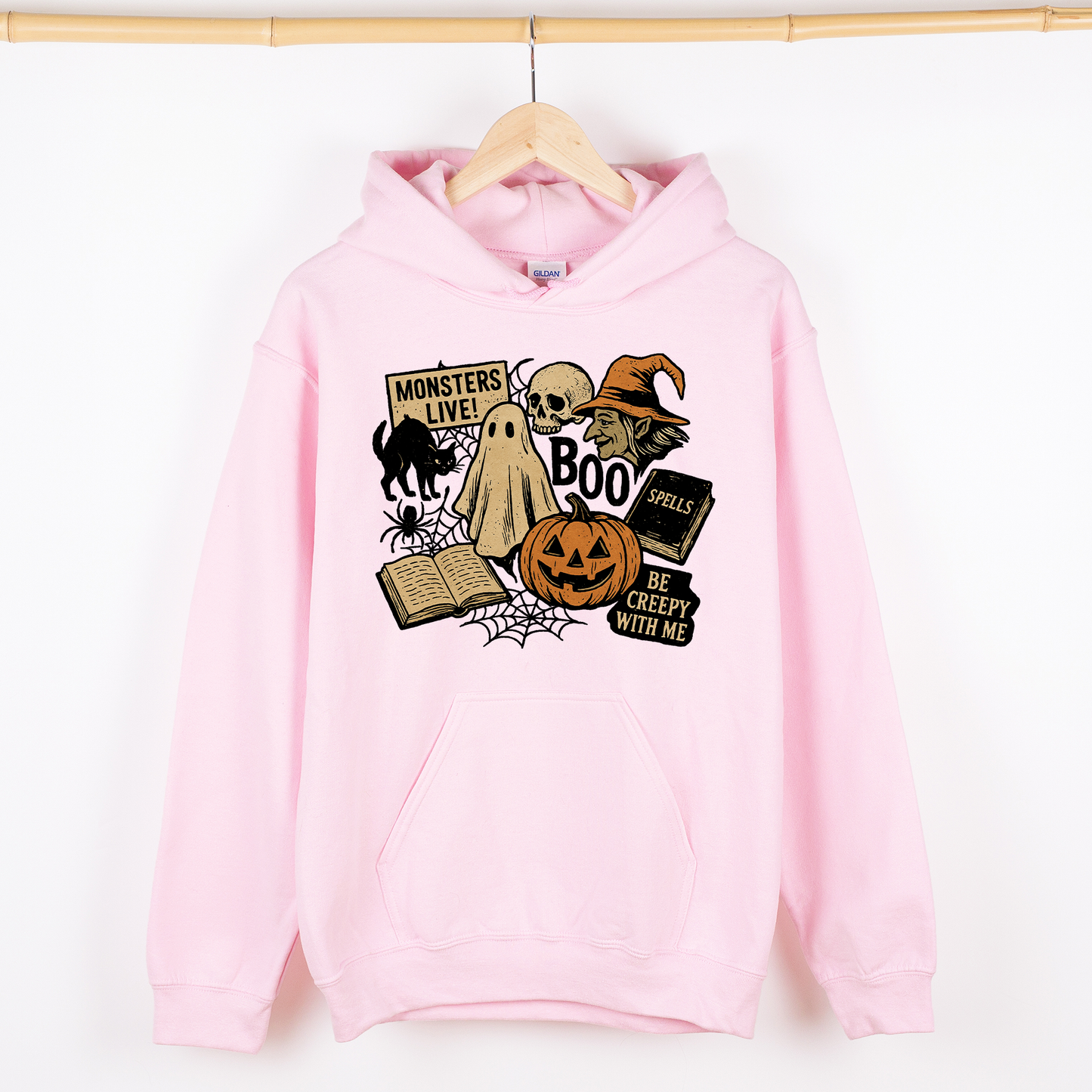 Retro Halloween, Monsters, Witch, Creepy, Graphic Hoodie, Hooded Sweatshirt