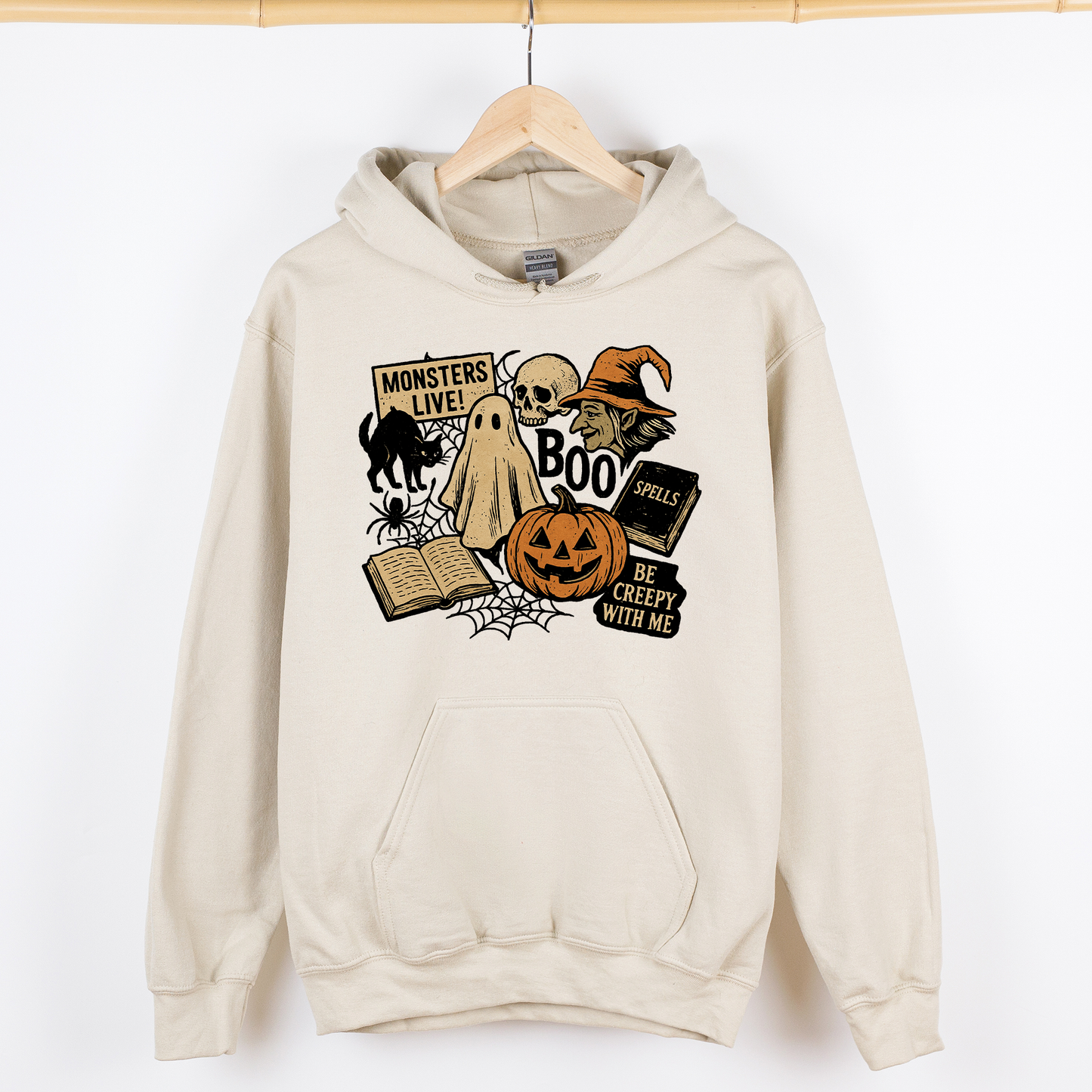 Retro Halloween, Monsters, Witch, Creepy, Graphic Hoodie, Hooded Sweatshirt
